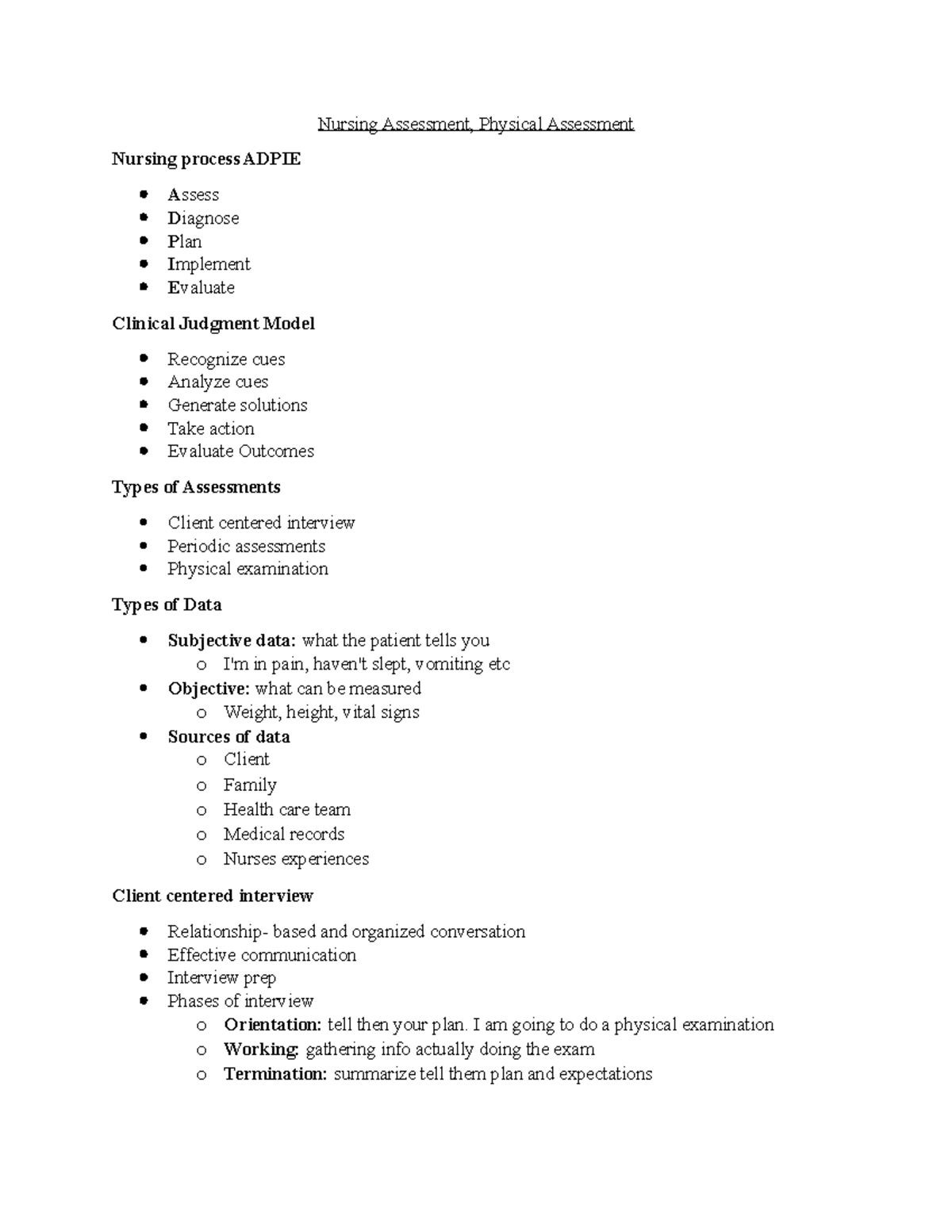 N246 Exam 1 Study Guide Notes Nursing Assessment Physical   Thumb 1200 1553 