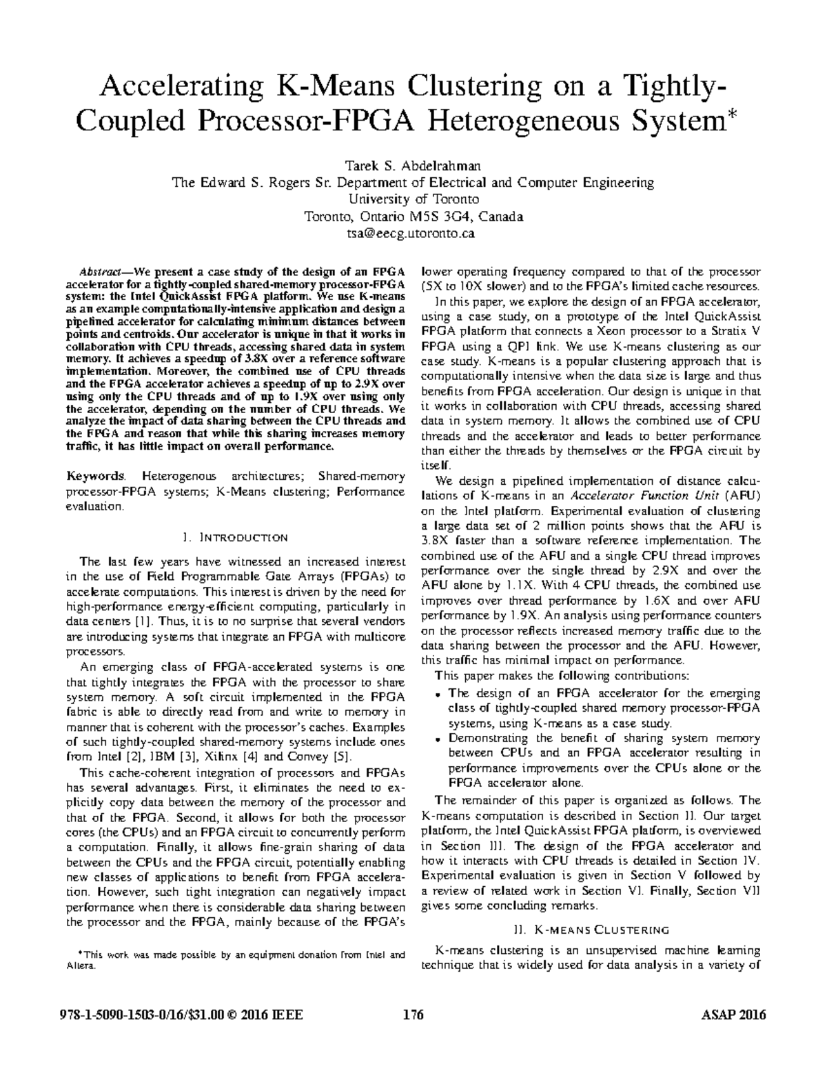 Accelerating K-Means Clustering on a Tightly Coupled Processor-FPGA ...
