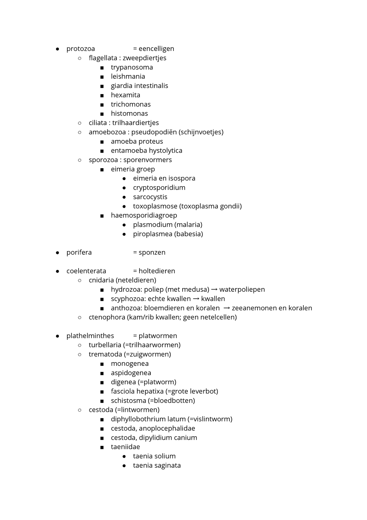 Systematiek Indeling Van Het Dierenrijk - Protozoa = Eencelligen ...