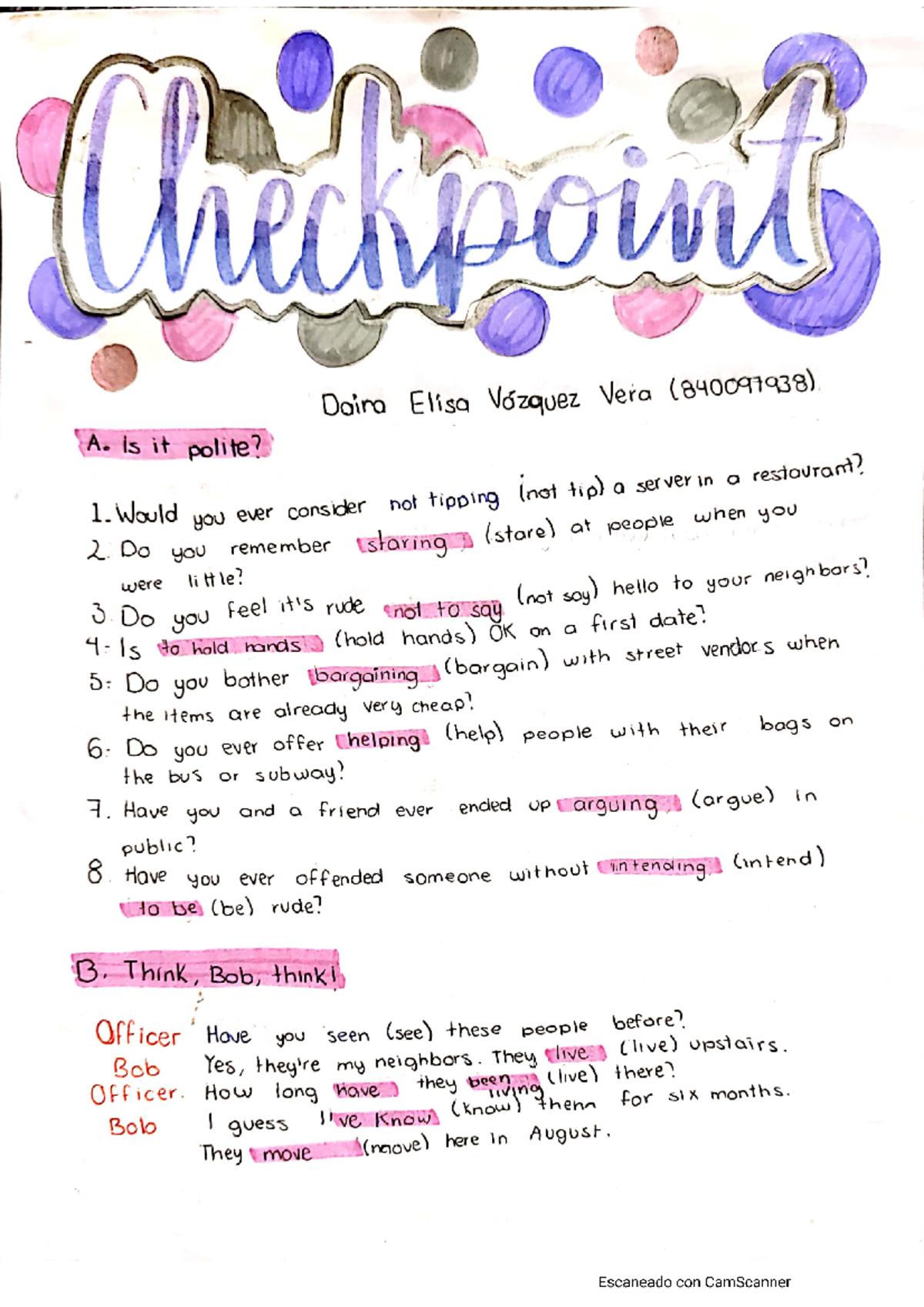 Task 4 - Checkpoint units 1-3 English 4 - Ingles - UVM - Studocu