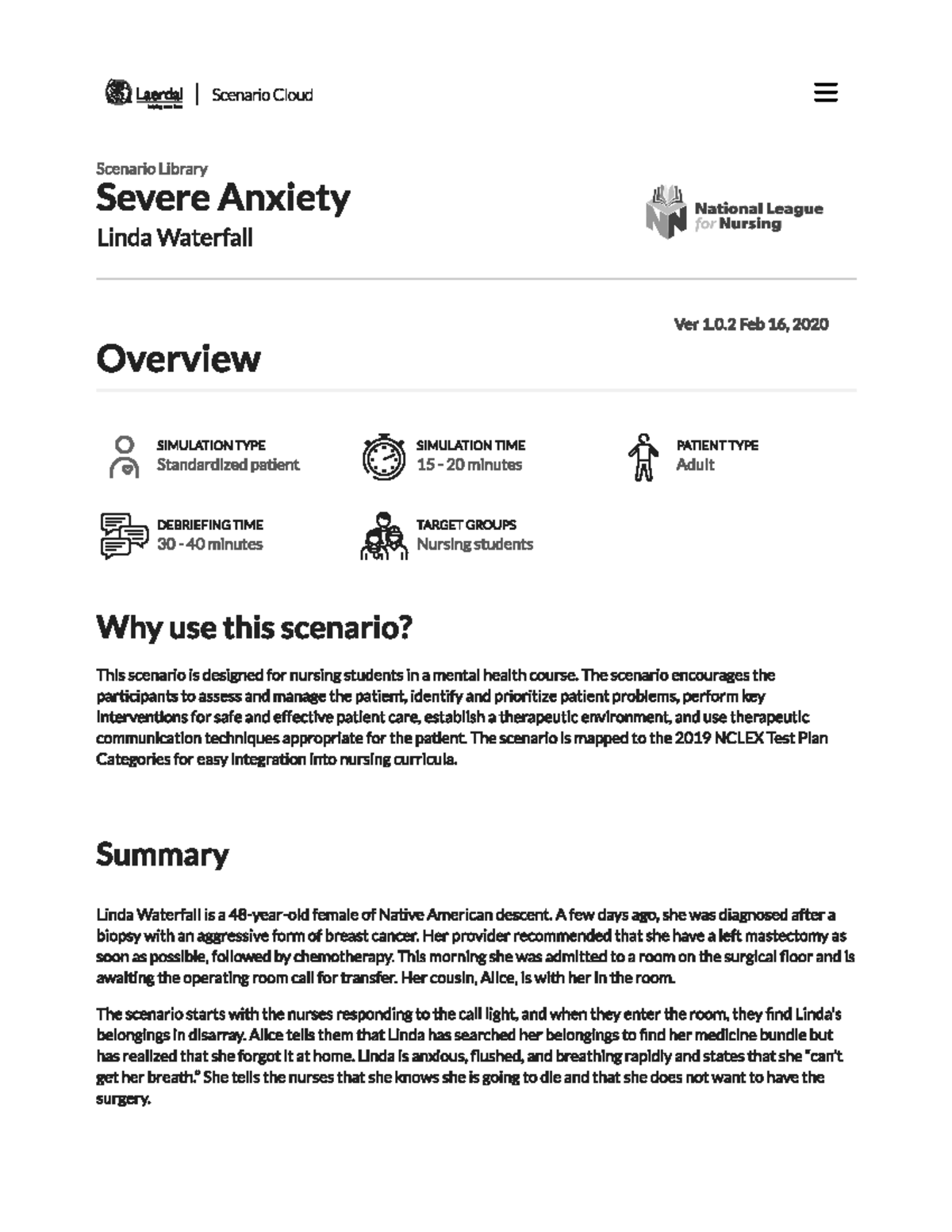 Severe Anxiety N a NUR 222 Studocu
