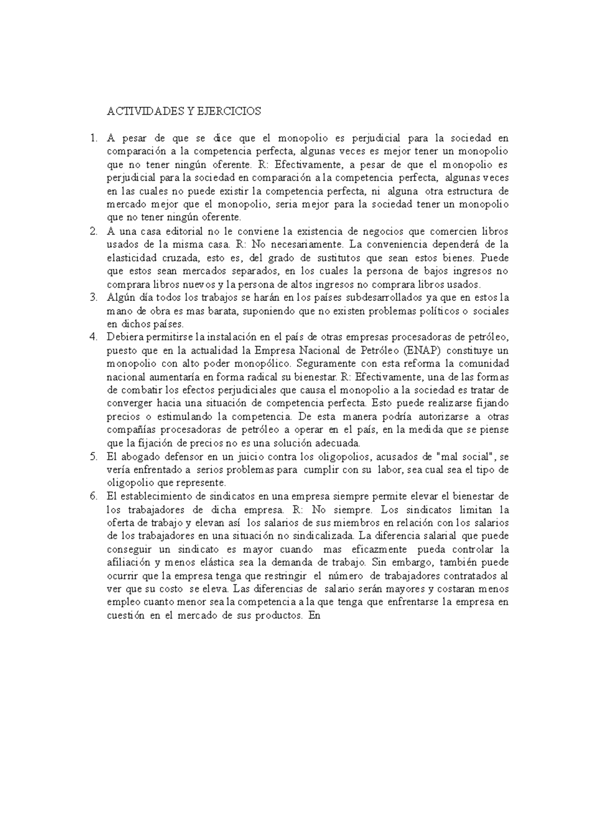 Ejercicios Practicos ACTIVIDADES Y EJERCICIOS A Pesar De Que Se Dice