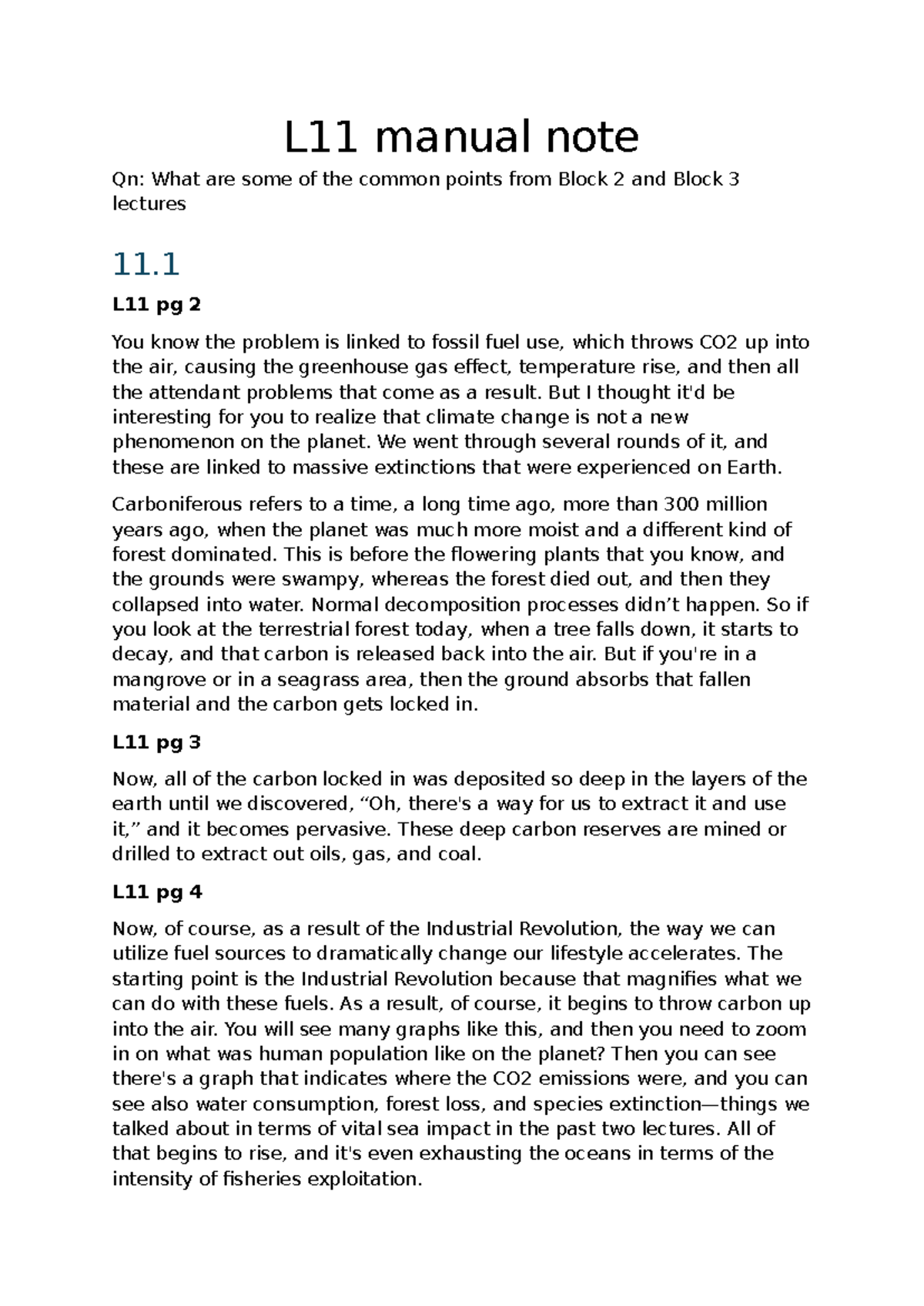 L11 manual note - Lecture 11 summary notes - L11 manual note Qn: What ...