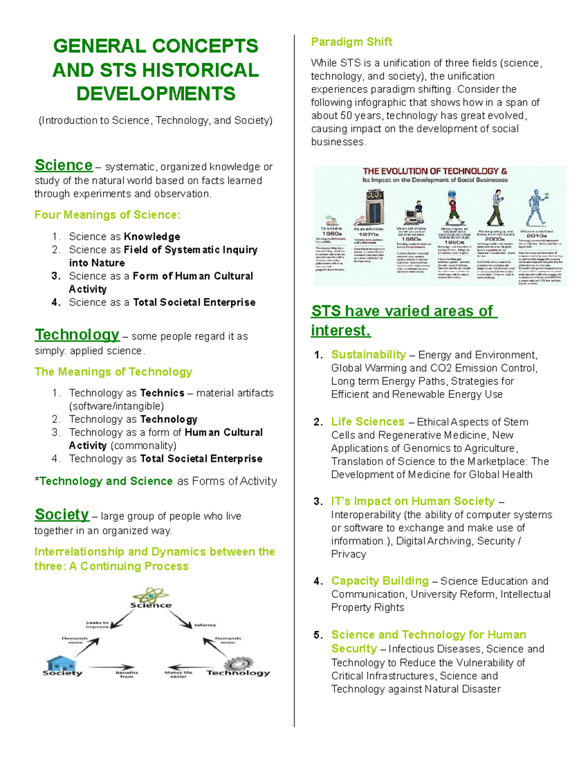 sts lecture midterm - GENERAL CONCEPTS AND STS HISTORICAL DEVELOPMENTS ...