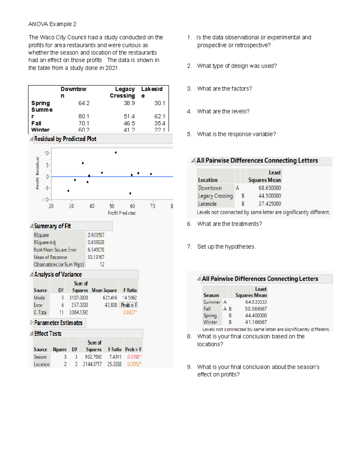 Key Anova Example 2 - lecture notes of class assignment - ANOVA Example ...