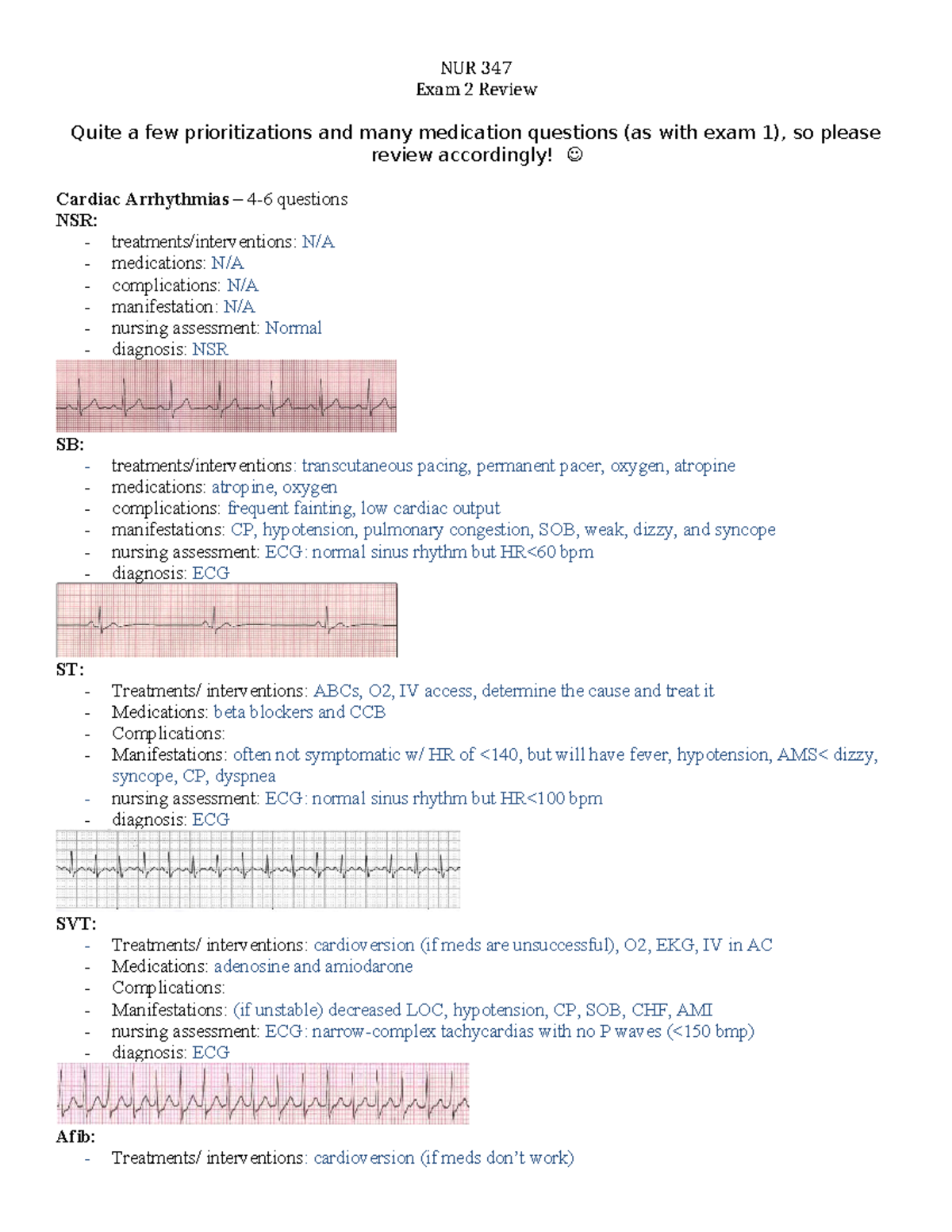 Exam II Study guide - critical care - NUR 347 Exam 2 Review Quite a few ...