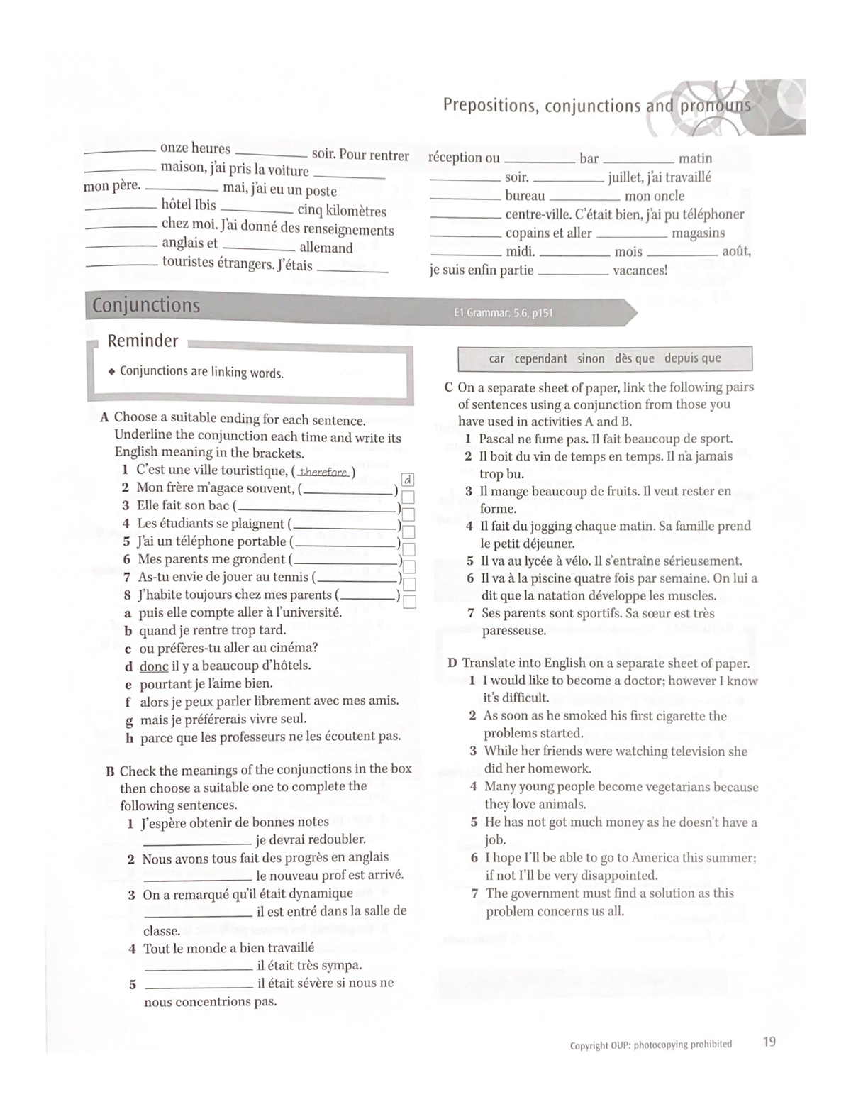 Grammaire workbook page 19 - Studocu