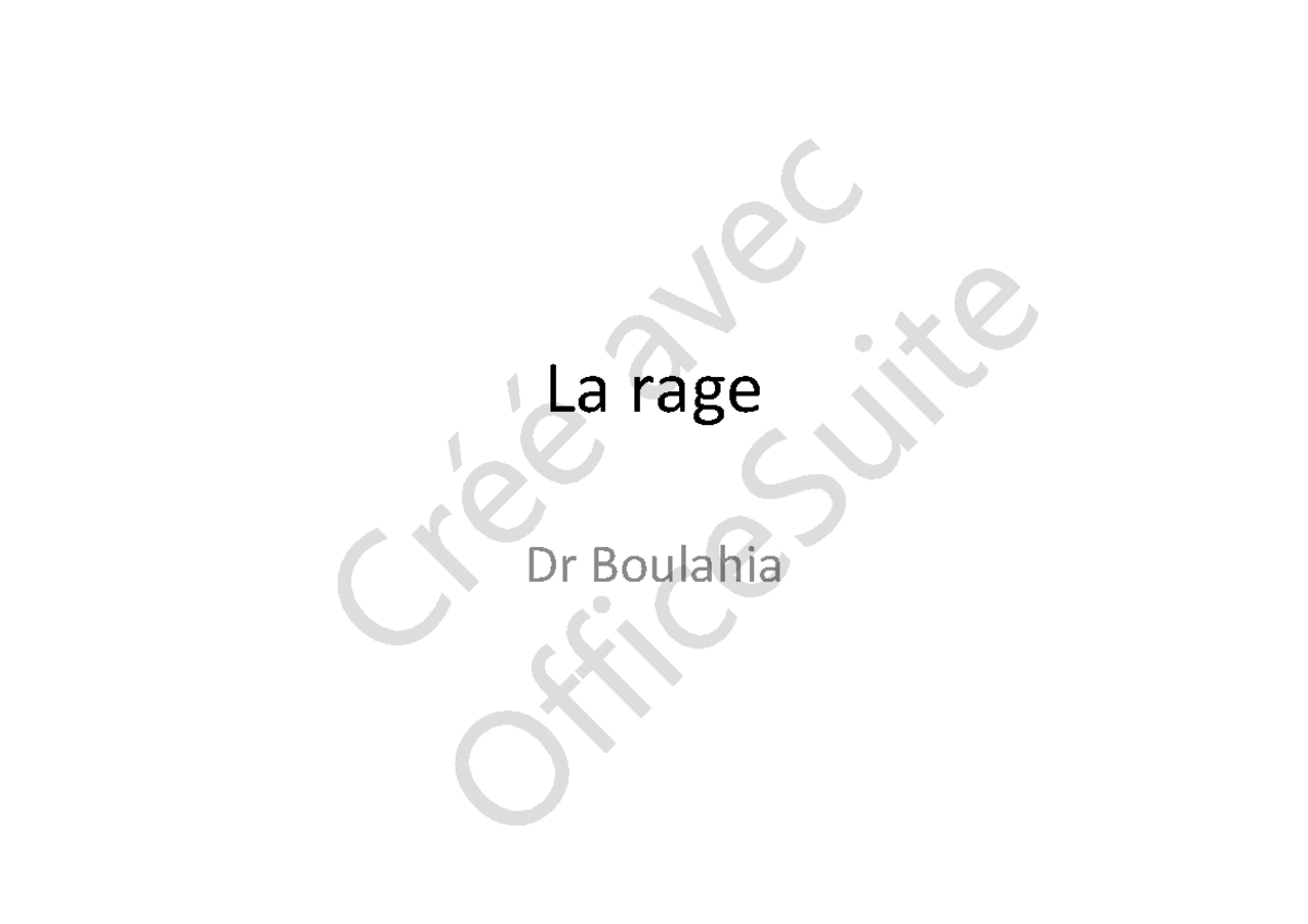 La rage - Summary Maladies Infectieuses - La rage Dr Boulahia ...