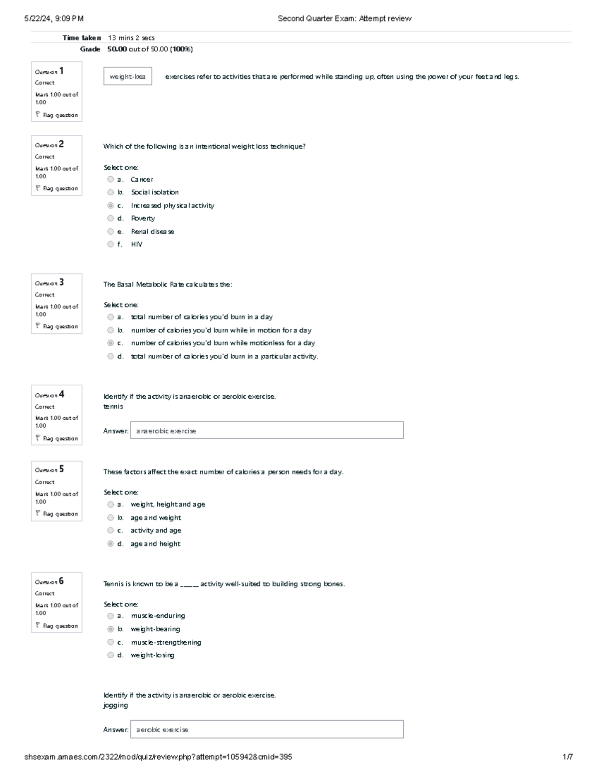 Pe 2 - !!! - Question 1 Correct Mark 1 out of 1. Flag question Question ...