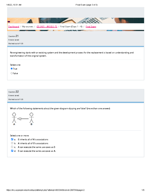 Final Exam (page 1 Of 3) - Cs 2401 - Question 1 Answer Saved Marked Out ...