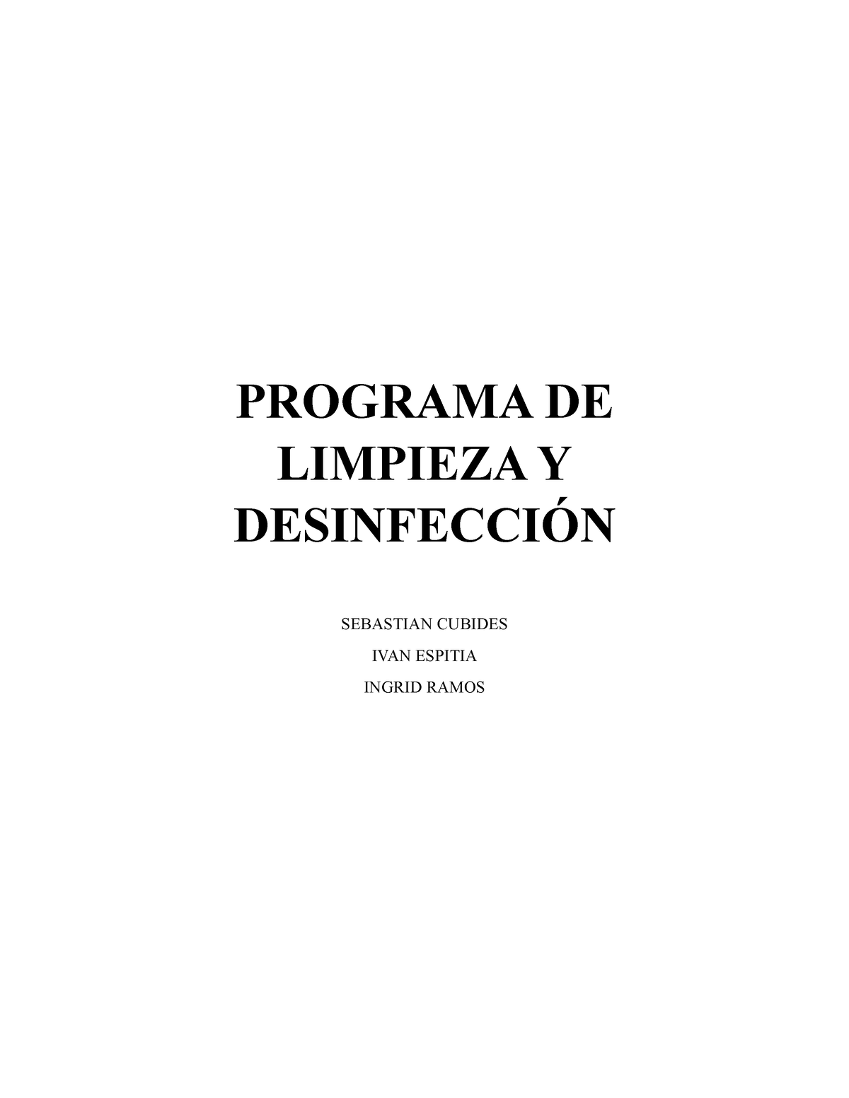 Programa DE Limpieza Y Desinfecci%C3%93N - PROGRAMA DE LIMPIEZA Y ...