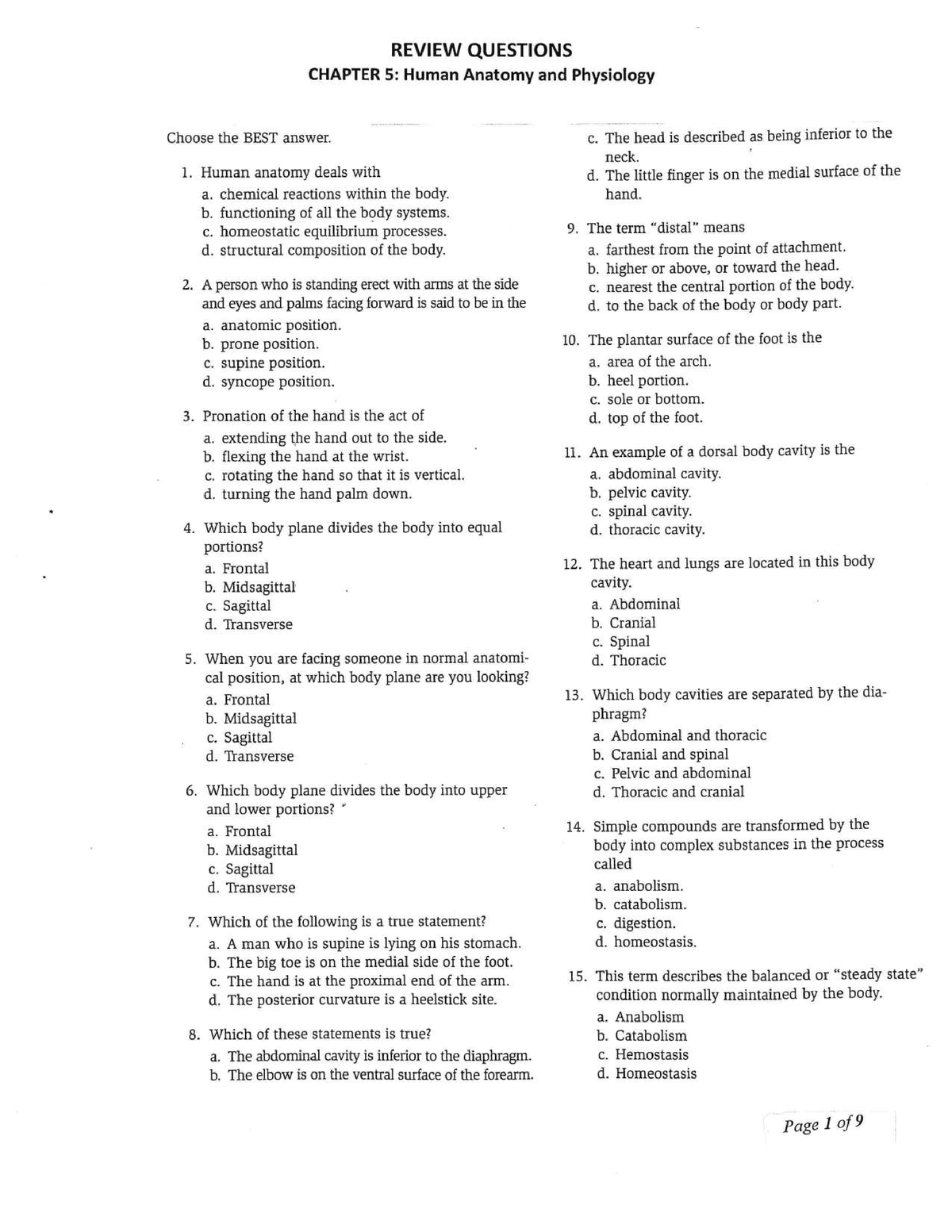 Chapter 5 Human Anatomy And Physiology - Biology - Studocu