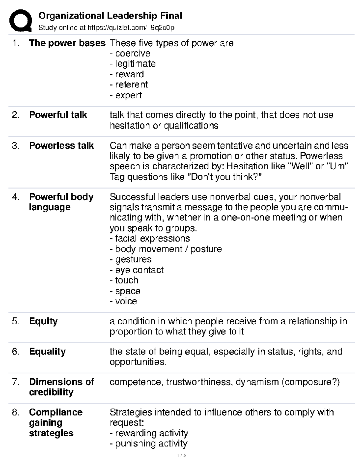 Org lead quiz guide notes for exam Study online at quizlet/_9q2c0p