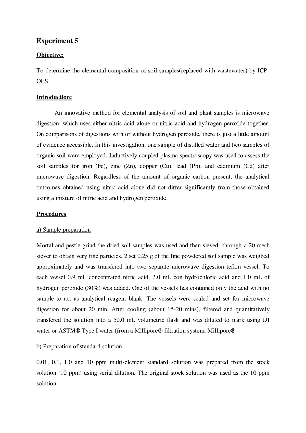 Experiment 5 - Chemistry - Experiment 5 Objective: To determine the ...