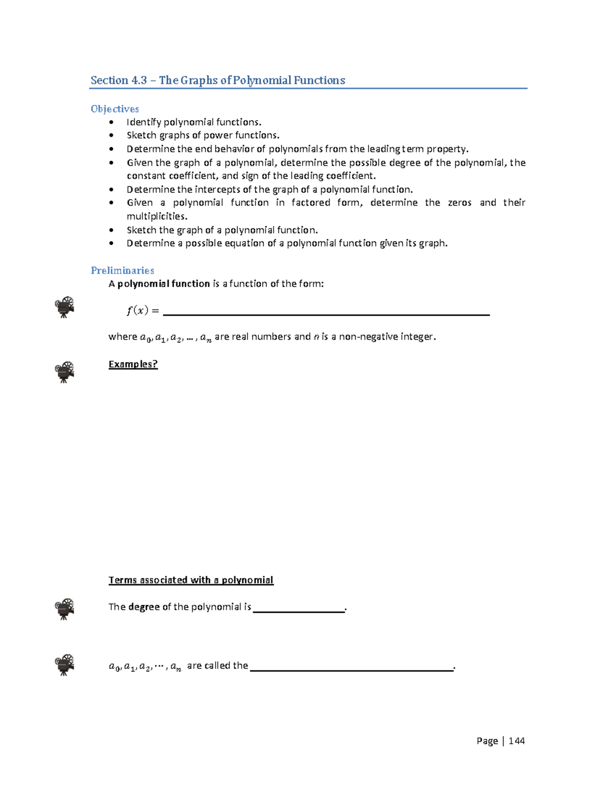 Lecture notes, lecture 4.3 - Section 4 The Graphs of Polynomial ...