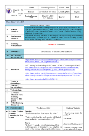Detailed Lesson Plan on Feminist Approach - Department of Education ...