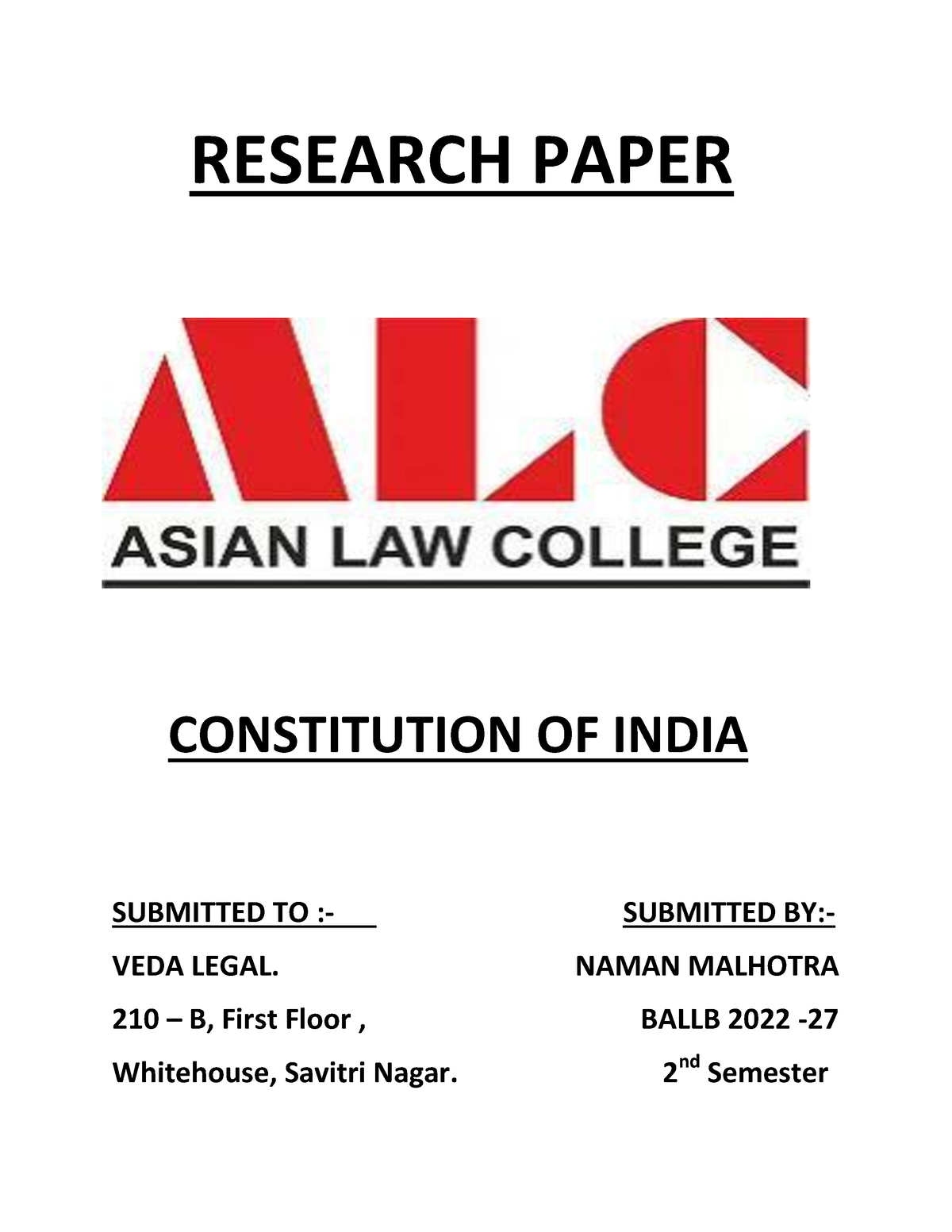 research paper on constitution of india