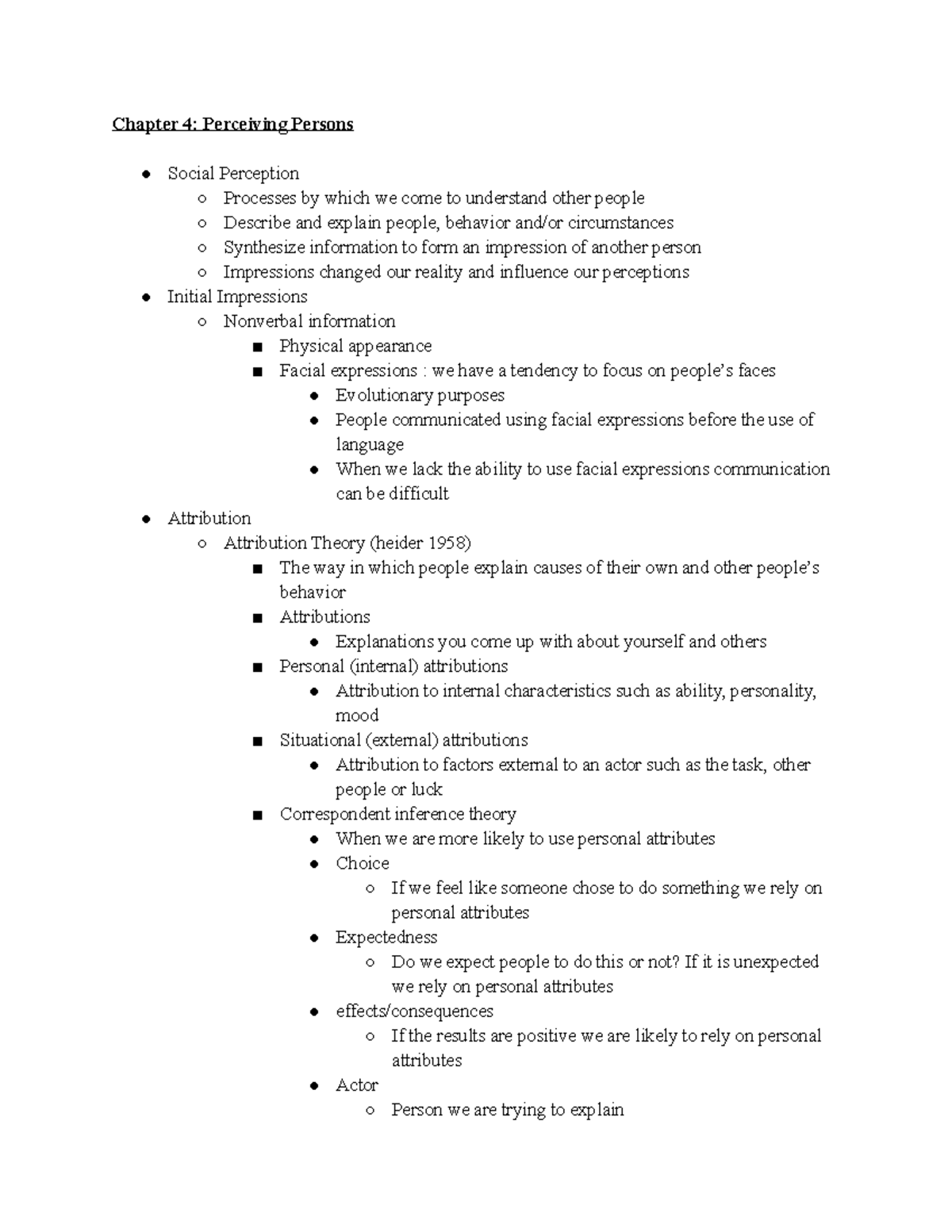 Social Psych Exam 2 Notes - Chapter 4: Perceiving Persons Social ...
