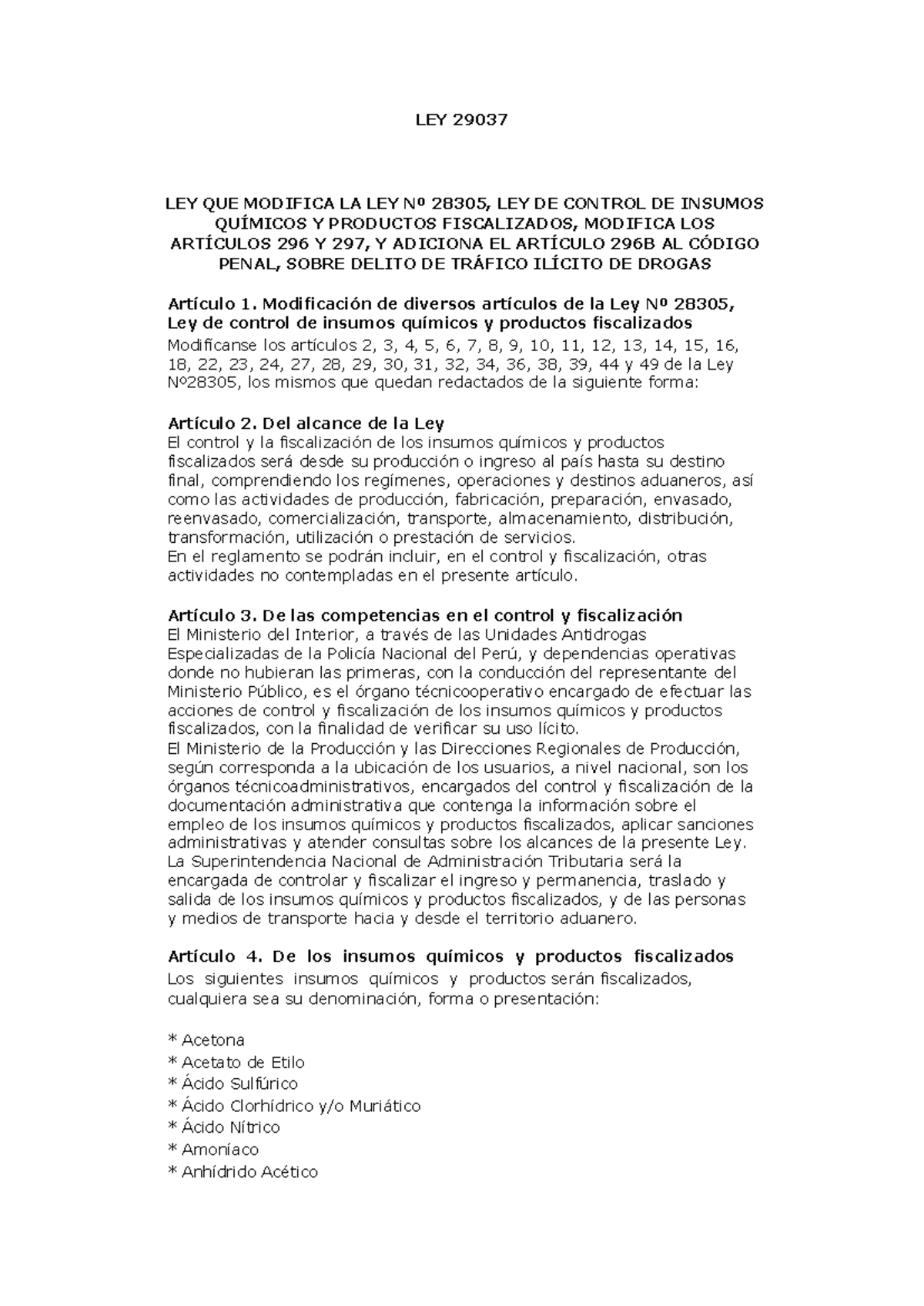 13122009 192516 ley n 29037 - LEY 29037 LEY QUE MODIFICA LA LEY Nº 283 ...