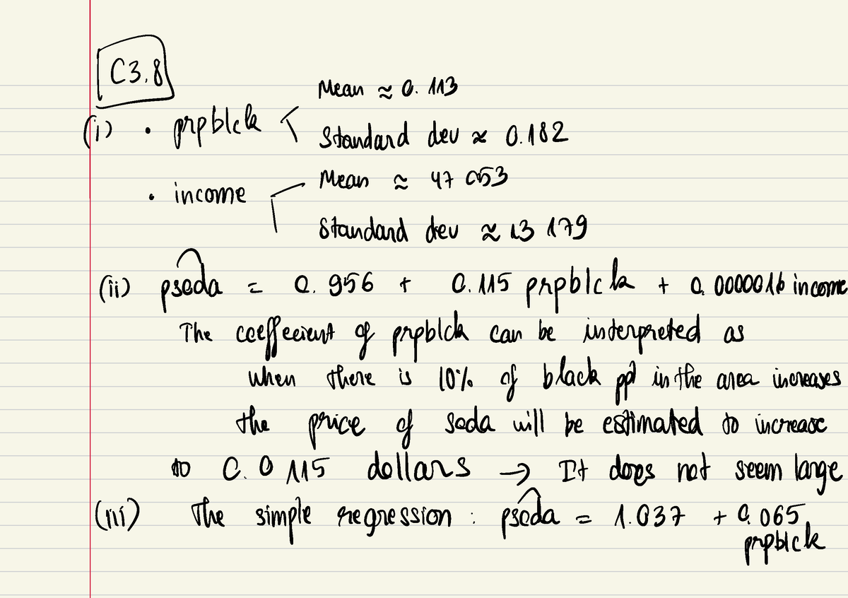 Exercise Chapter 3 - Econometrics - Studocu