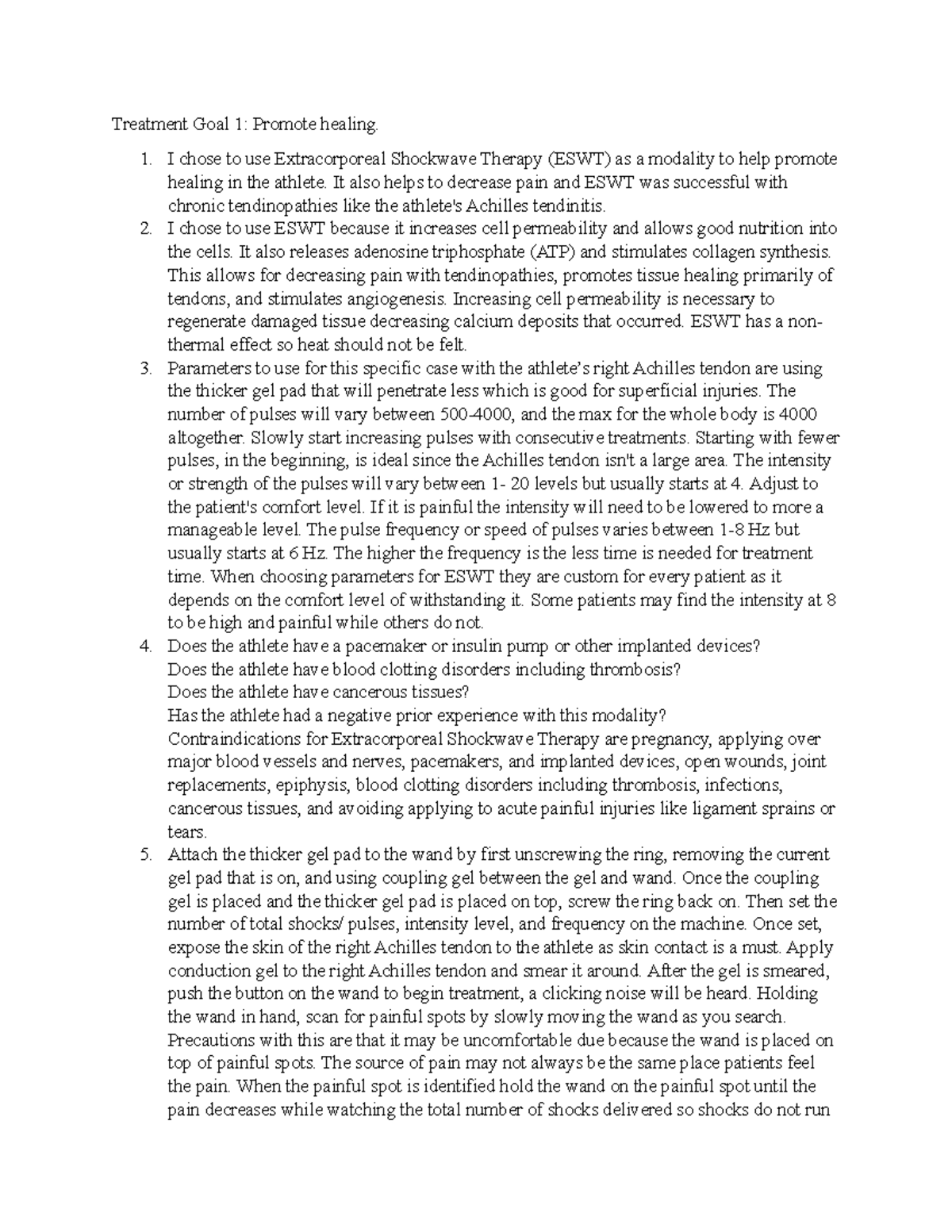 KIN 461 Case Study 2 NC - Class assignment - Treatment Goal 1: Promote ...