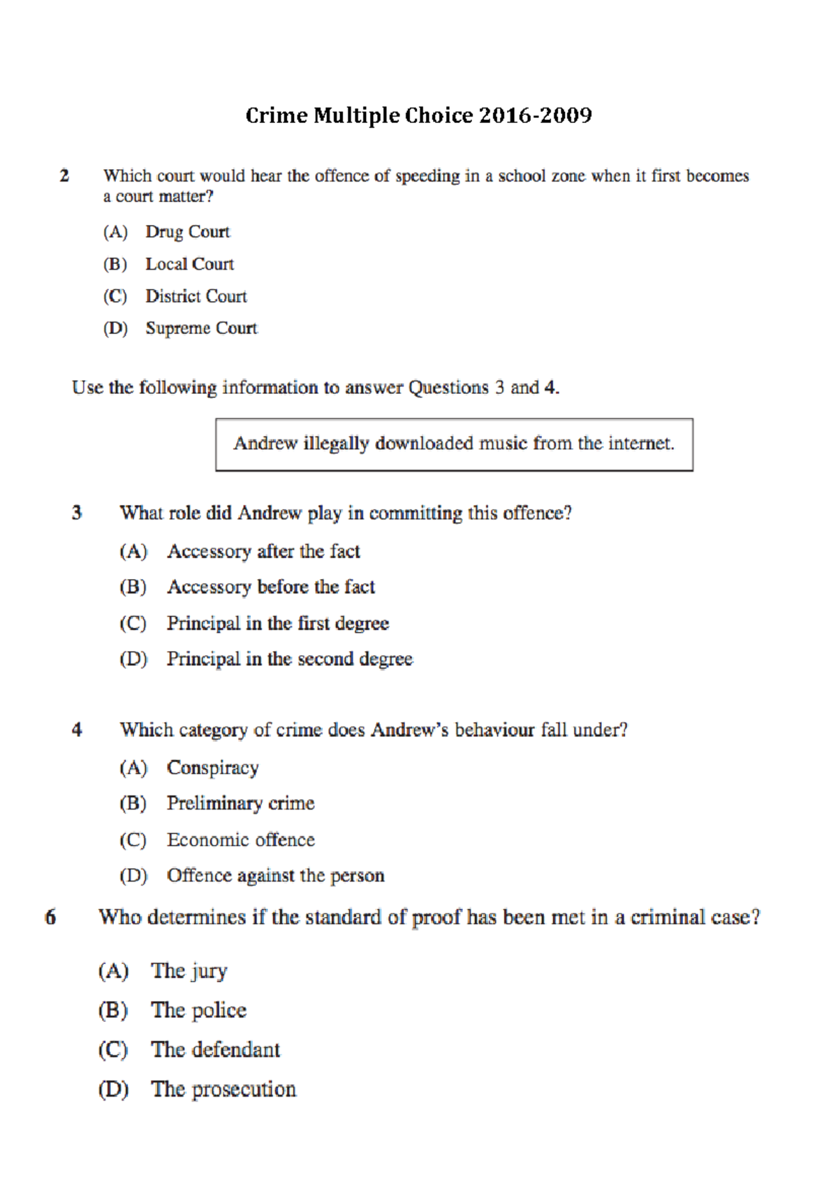 Crime - Multiple Choice 2016-2009 (Neilab Osman) - 200058 - Crime ...