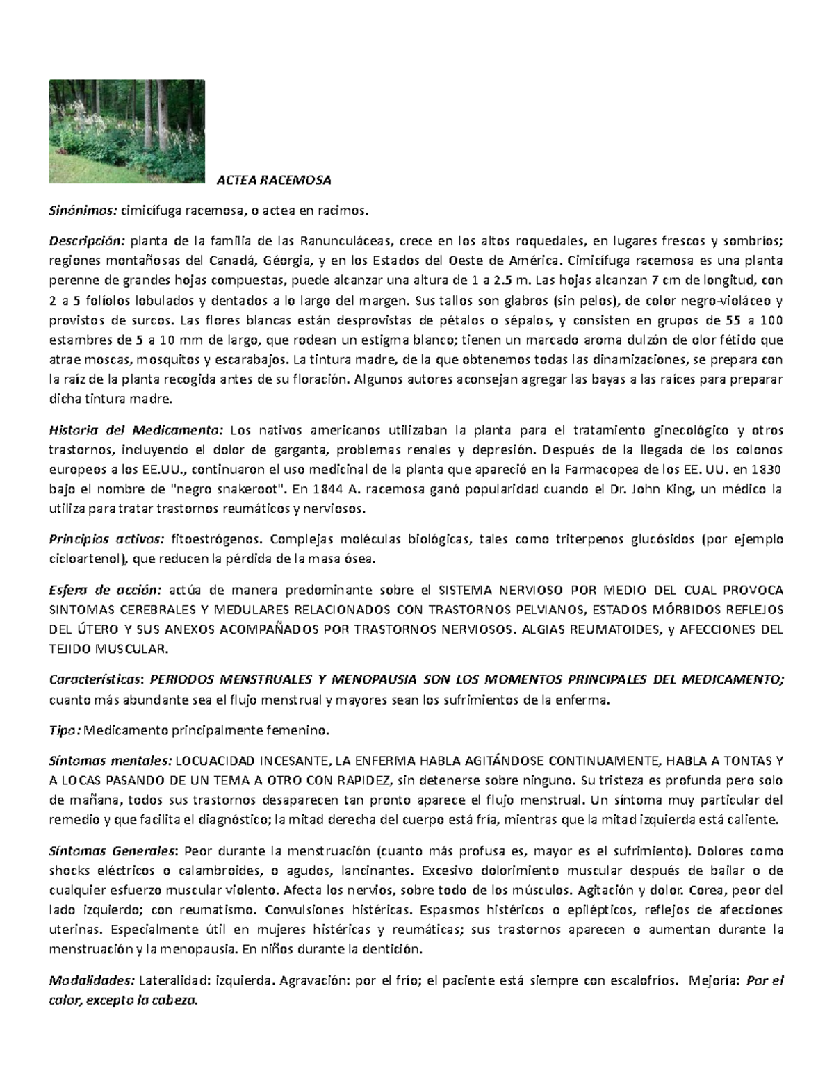 Actea Racemosa resumen - ACTEA RACEMOSA Sinónimos: cimicífuga racemosa ...