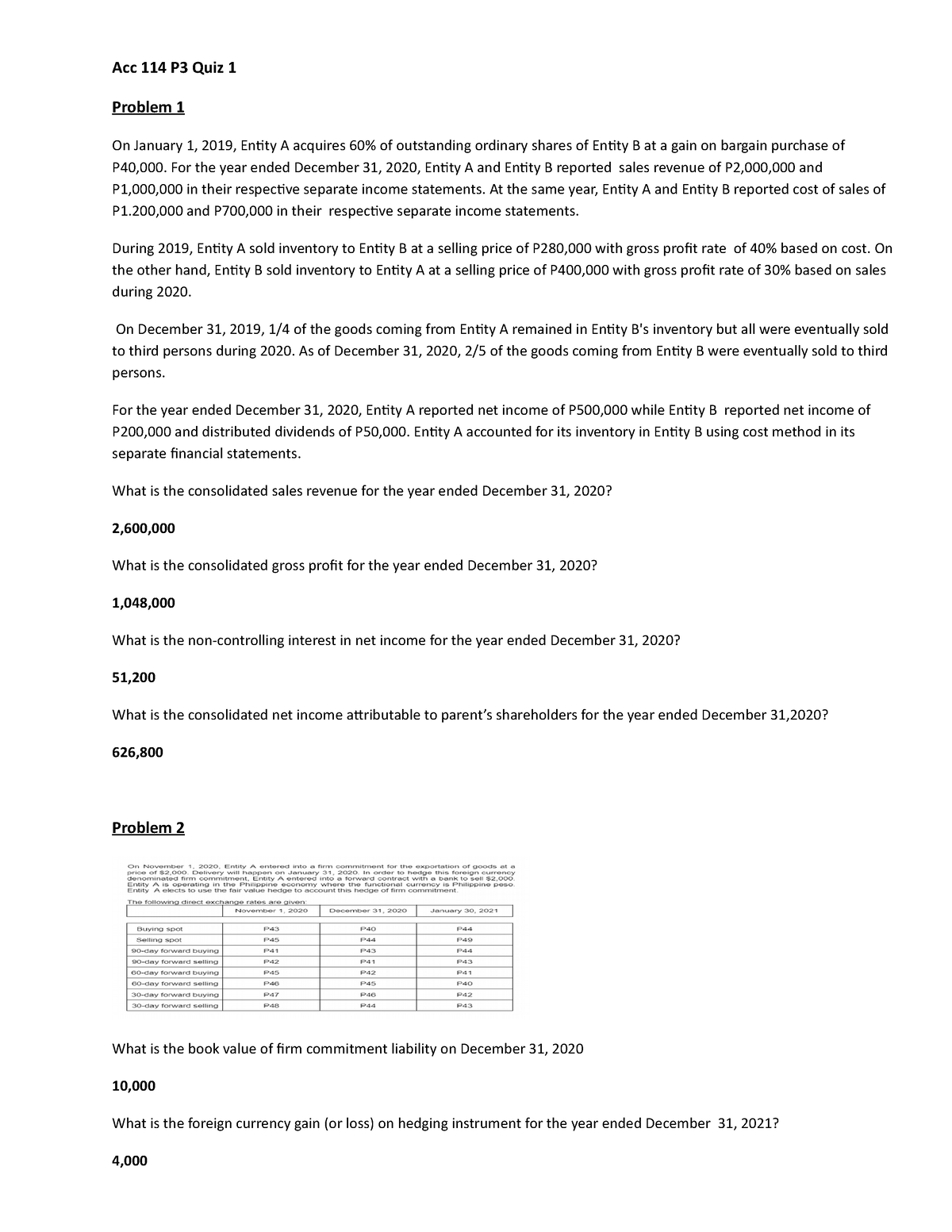 Acc 114 P3 Quiz 1 - Hope It Helps :) - Acc 114 P3 Quiz 1 Problem 1 On ...