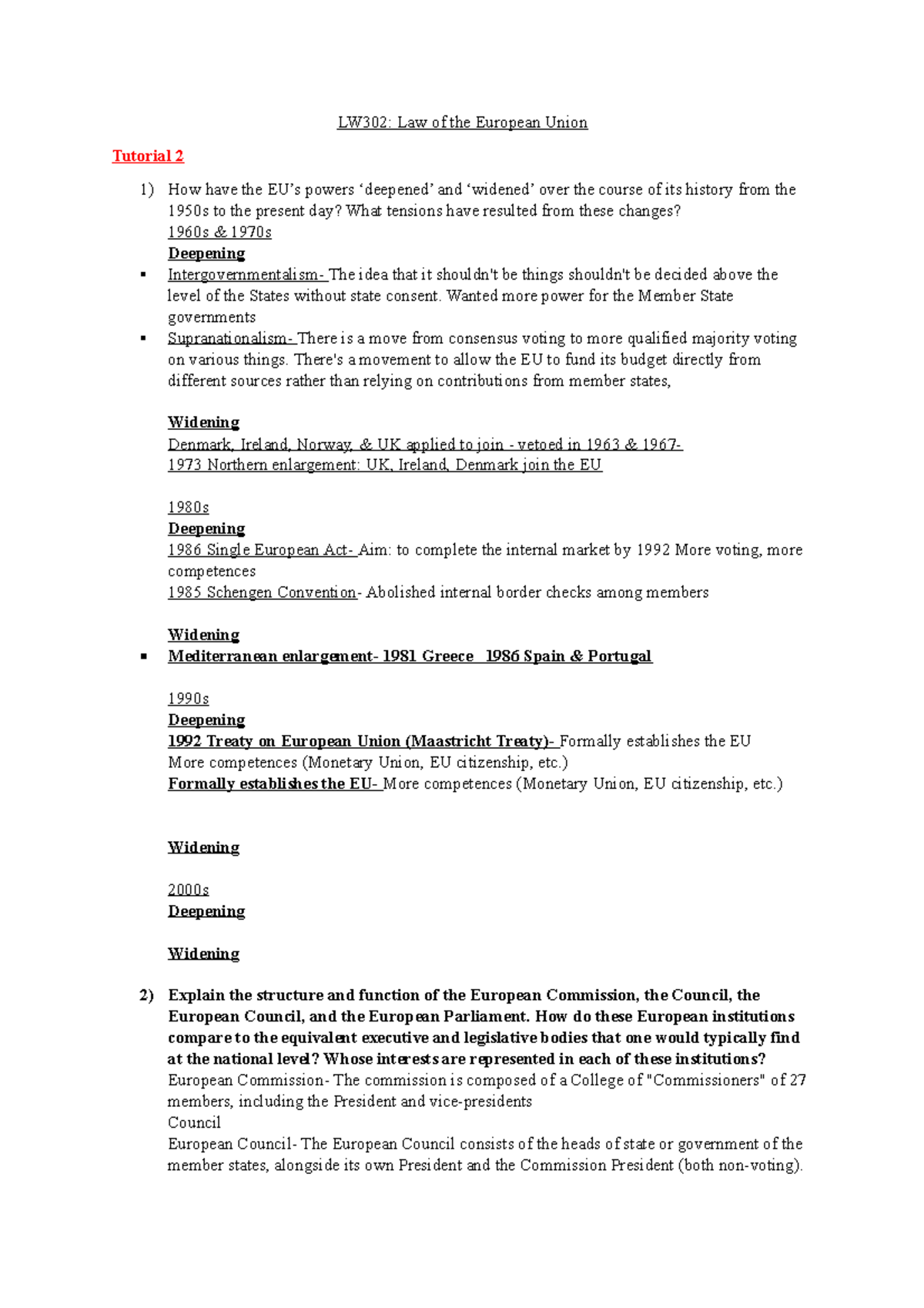 LW302 - Practice materials - LW302: Law of the European Union Tutorial ...