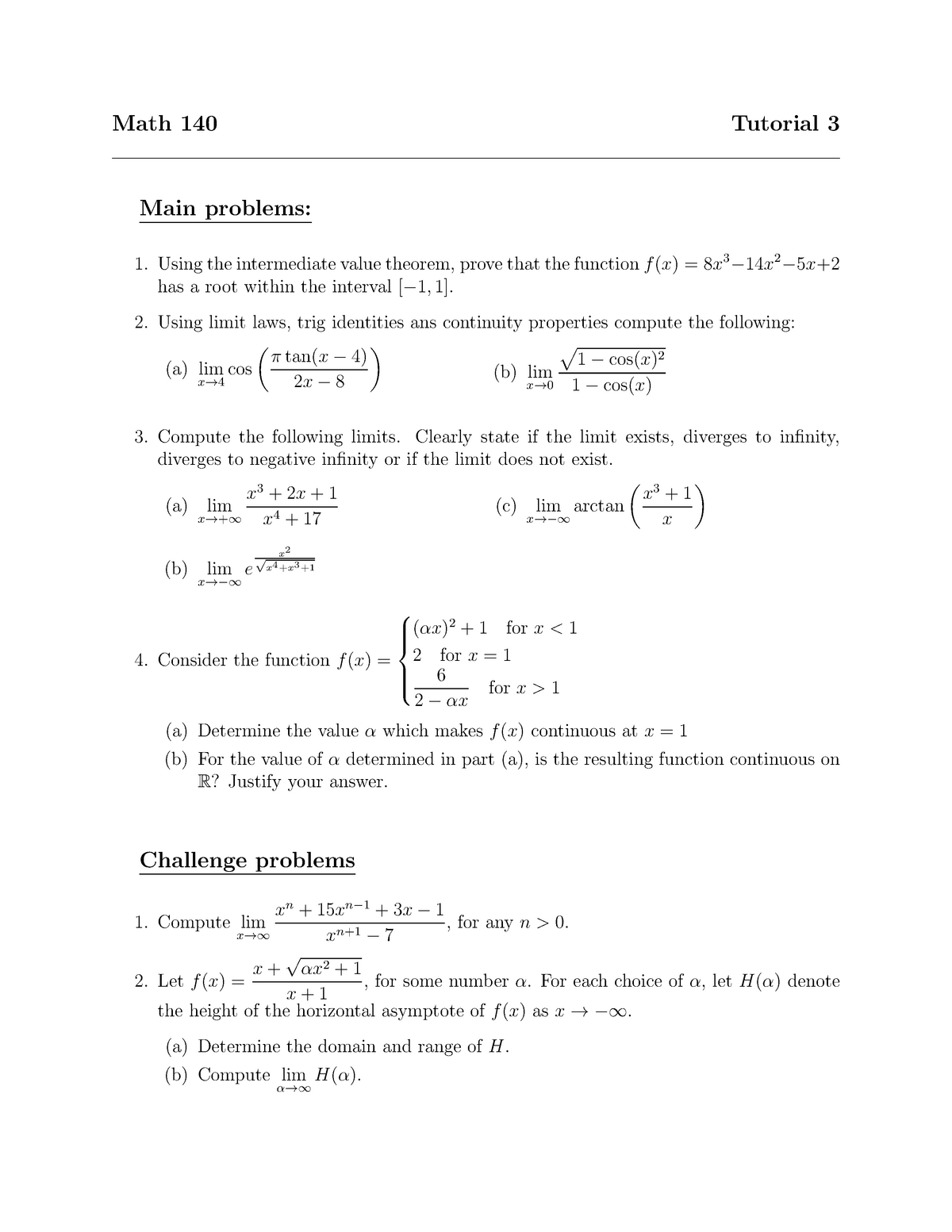 Math 140 Tutorial 3 (Student Version) - Math 140 Tutorial 3 Main ...