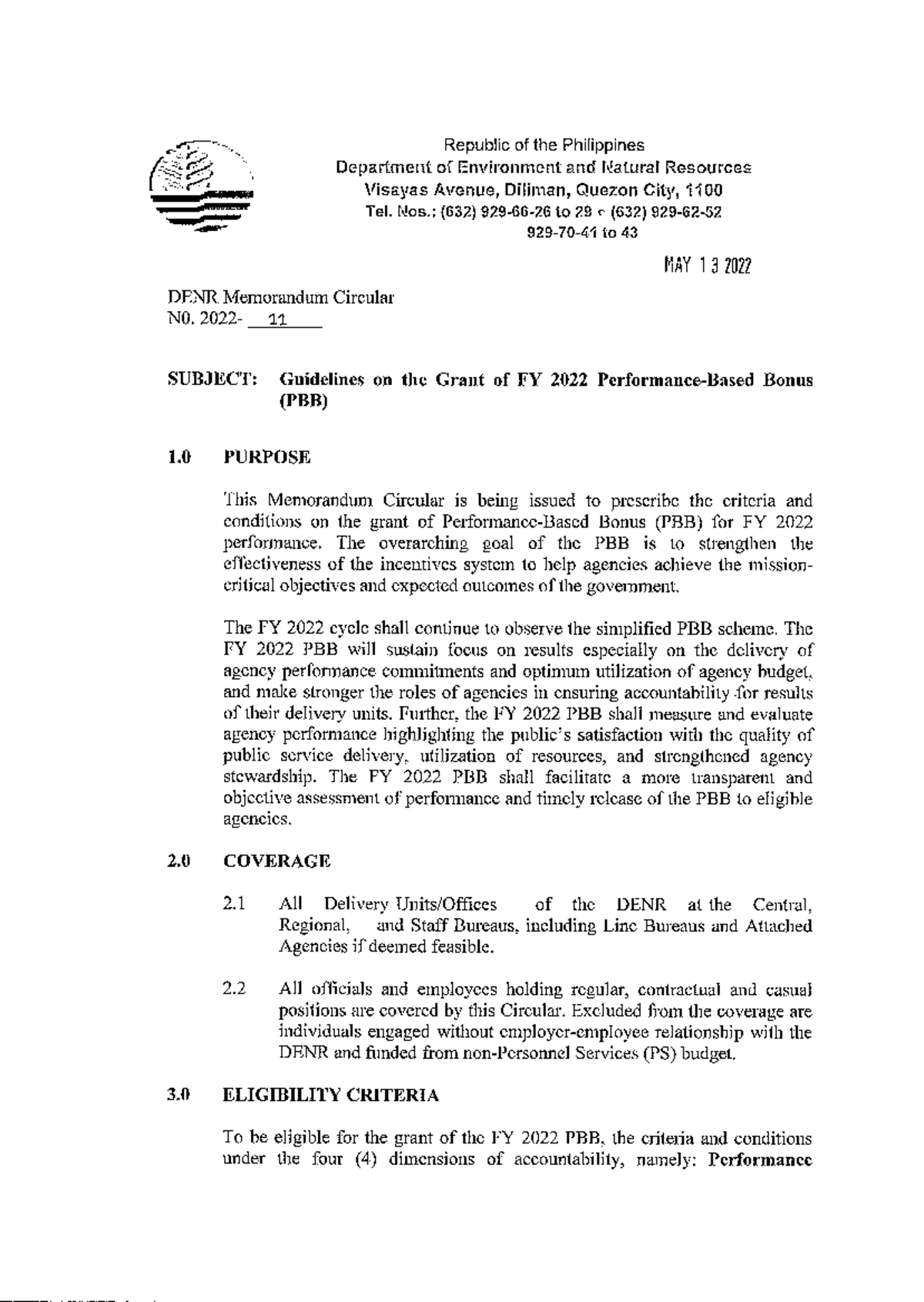 DMC-2022-11 Guidelines ON THE Grant OF FY 2022 Performance- Based Bonus ...