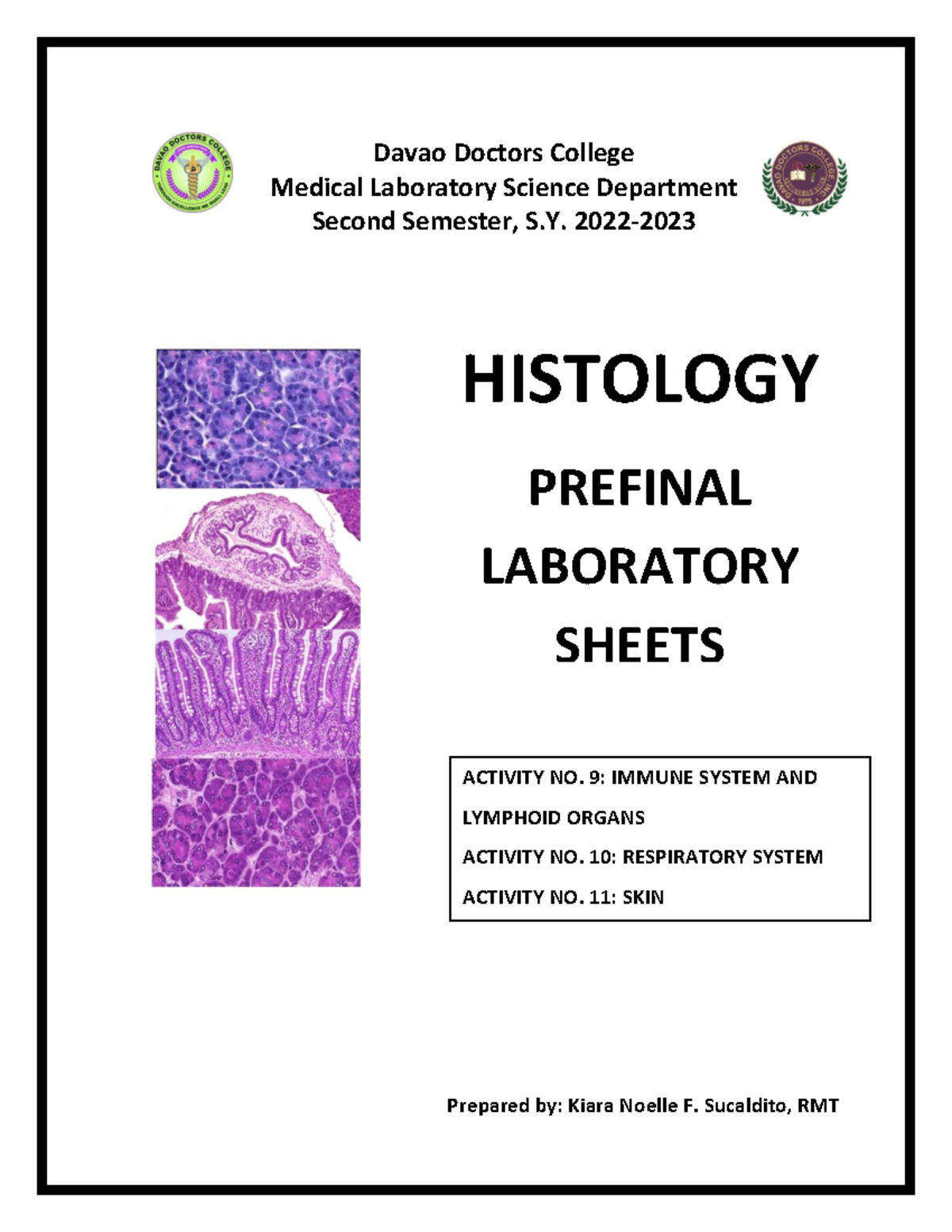 Prefinal LAB Sheets WITH Completion Sheet - HISTOLOGY PREFINAL ...