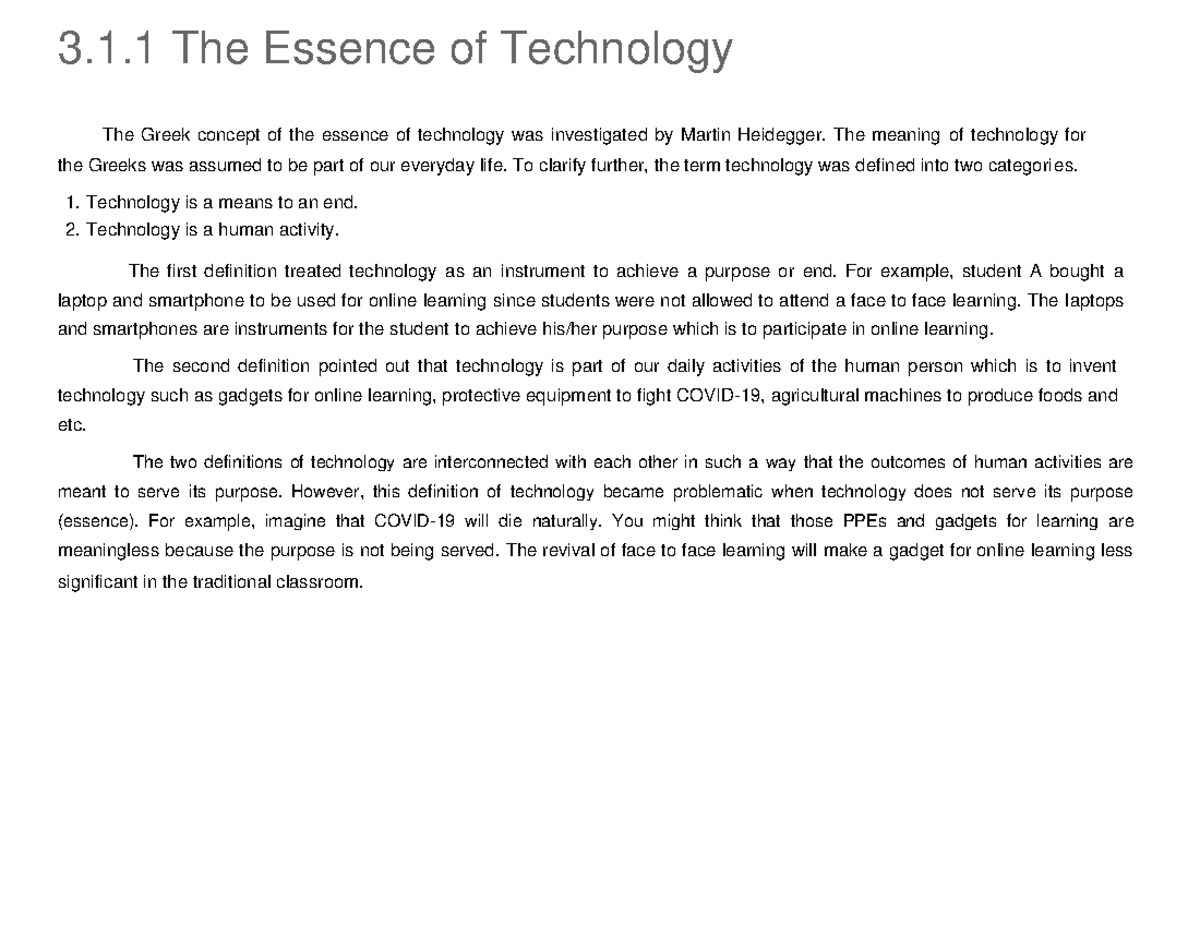 GEC 0073.1.1 The Essence of Technology Science, Technology And
