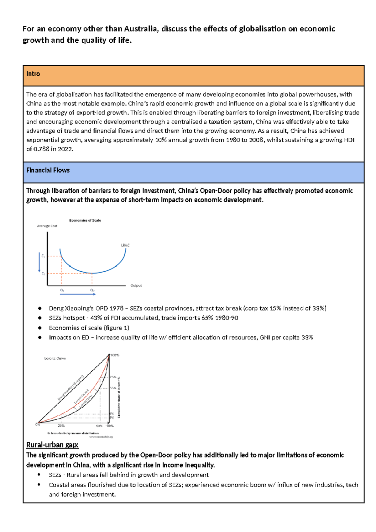 Case Study China Notes - Chinese Economy - For an economy other than ...