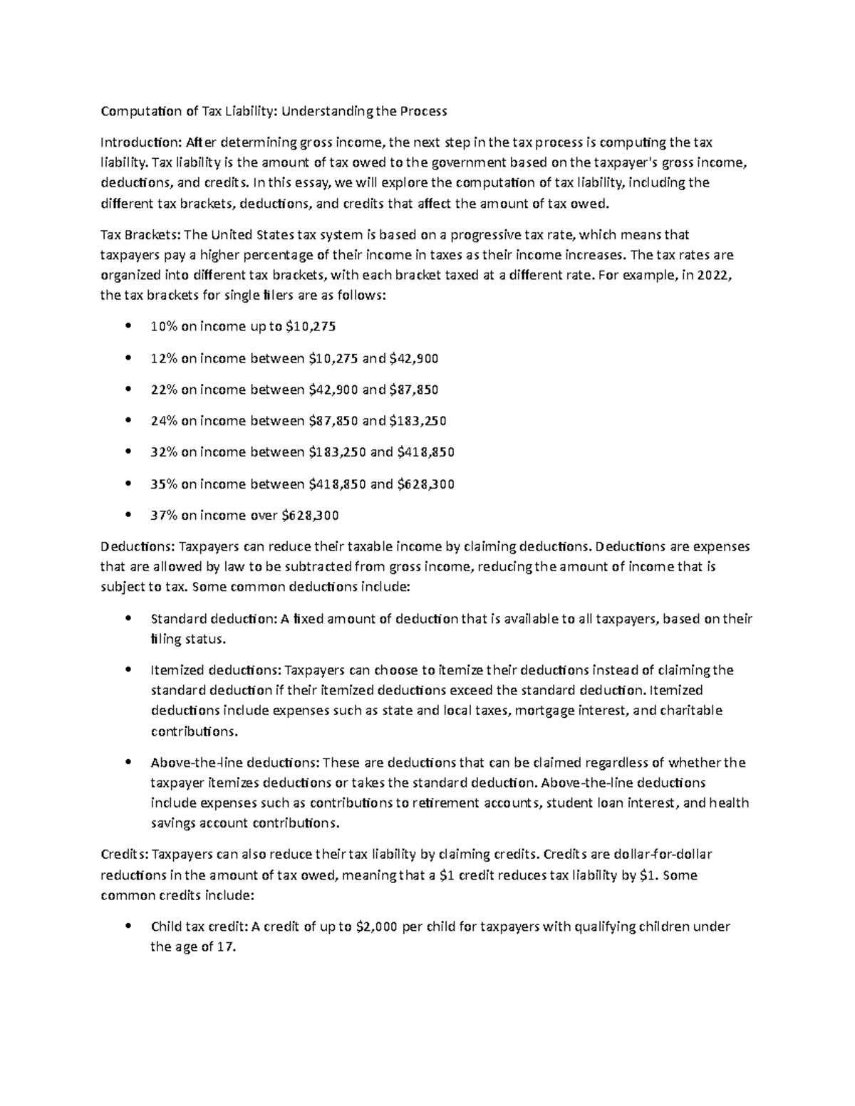 Computation Of Tax Liability - Tax Liability Is The Amount Of Tax Owed ...