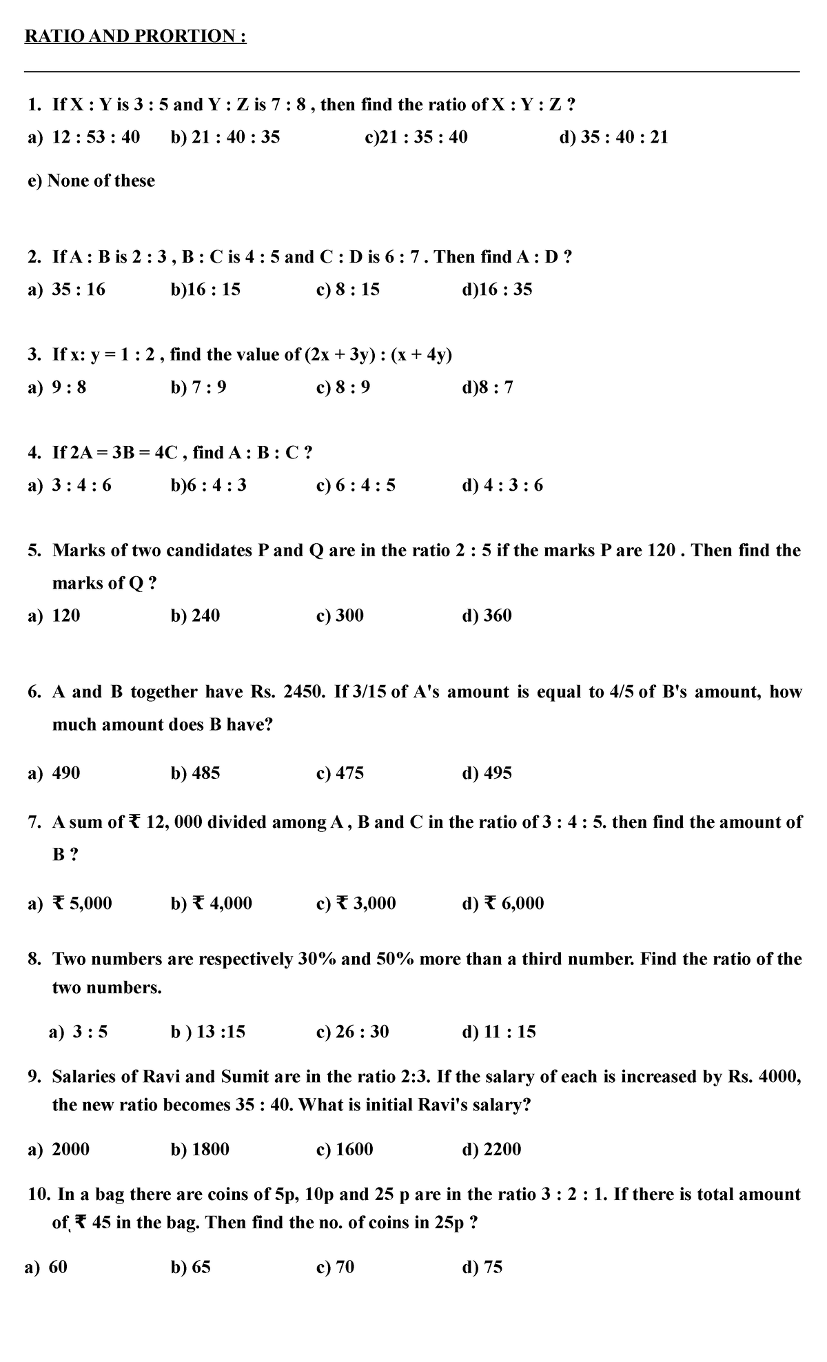 Ratio AND Prortion CRT classes - RATIO AND PRORTION : - Studocu