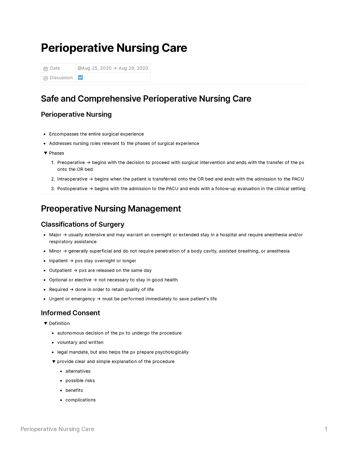 2 Perioperative Nursing Care - Perioperative Nursing Care Date ...