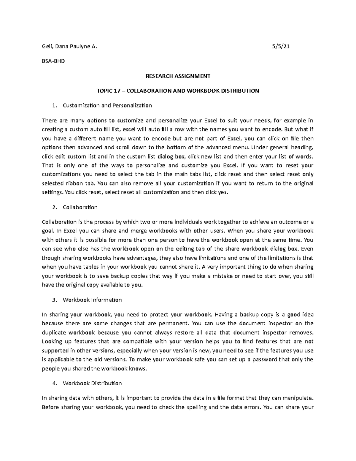 GELI BHD Research Assignment assignment - Geli, Dana Paulyne A. 5/5 ...