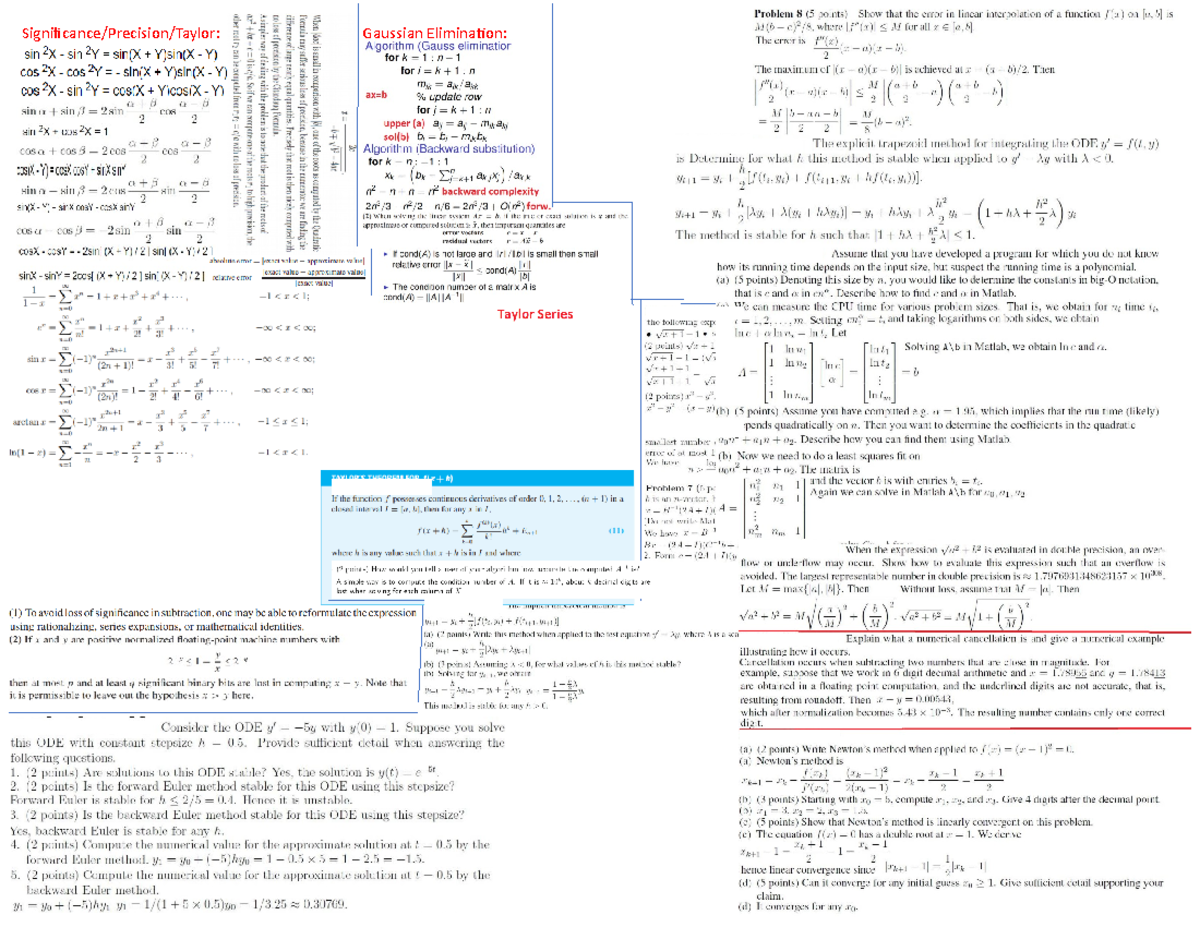 Final Cheat Sheet - Summary Scientific Computation - 5 Gaussian ...