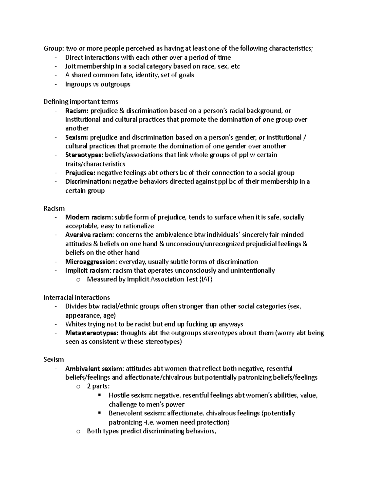 Chapter 5 lecture notes - Group: two or more people perceived as having ...