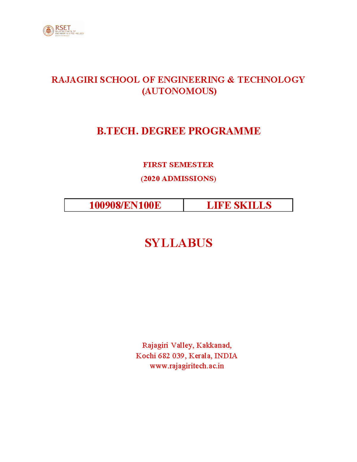 Life Skills - i need value added course life skill education - RAJAGIRI ...