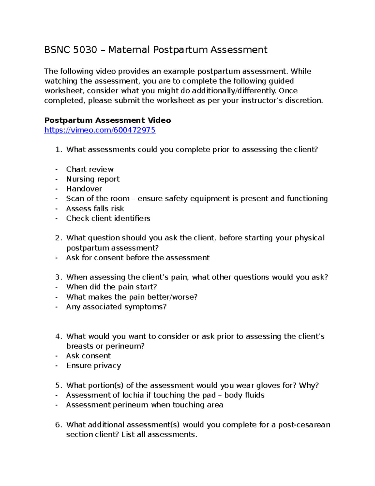 BSNC 5030 Maternal Assessment Worksheet Sept 2020 BSNC 5030