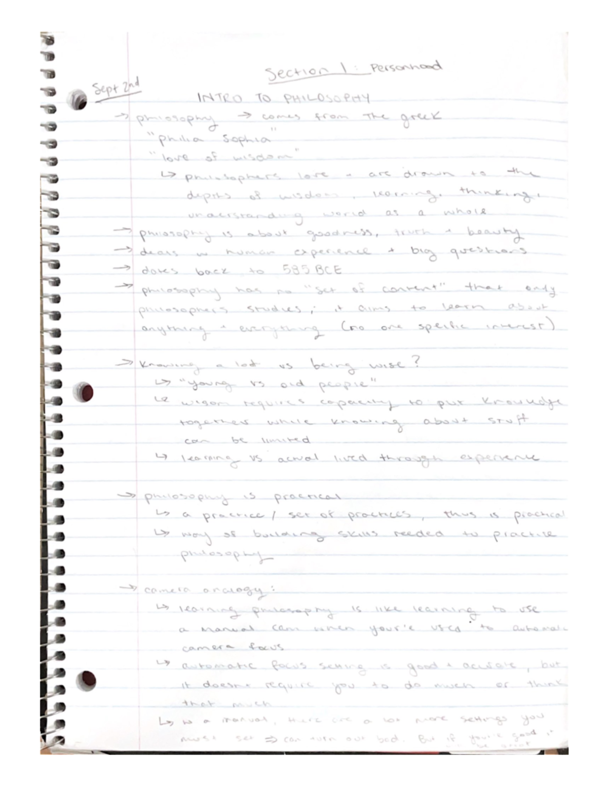 Section 1 Lecture Notes - PHIL 100 - Studocu