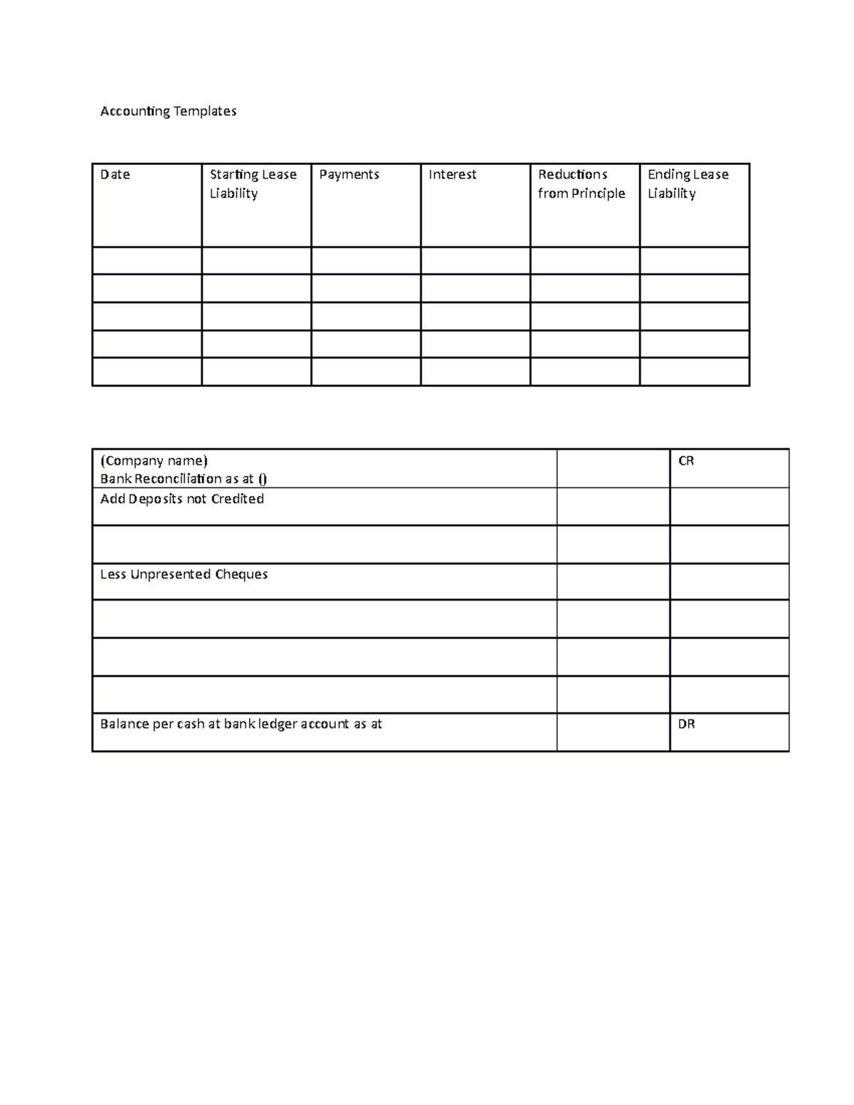 Accounting Templates - Accouning Templates Date Staring Lease Liability ...