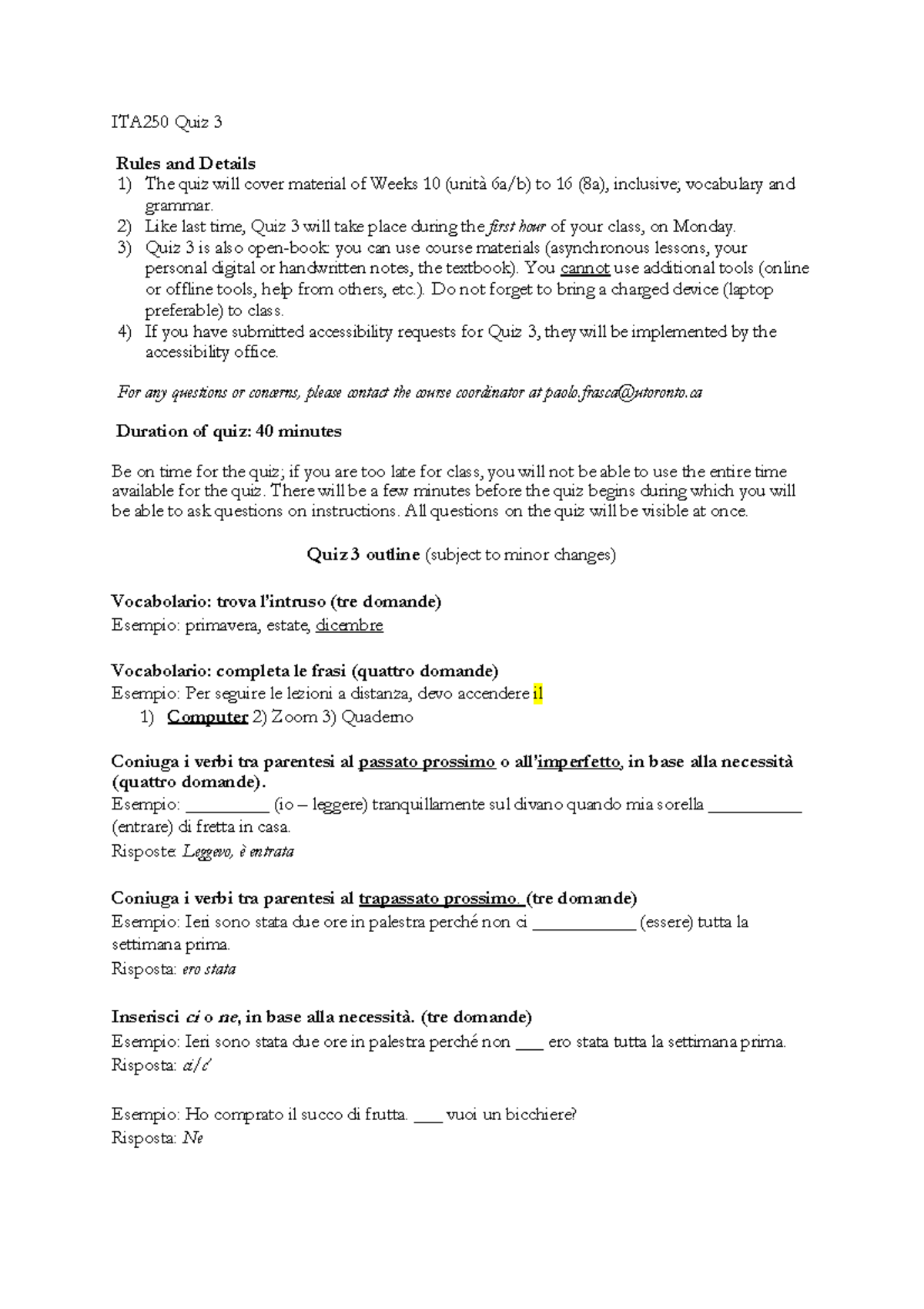 ITA 250 Quiz 3 Outline - ITA 250 Quiz 3 Rules and Details 1) The quiz ...