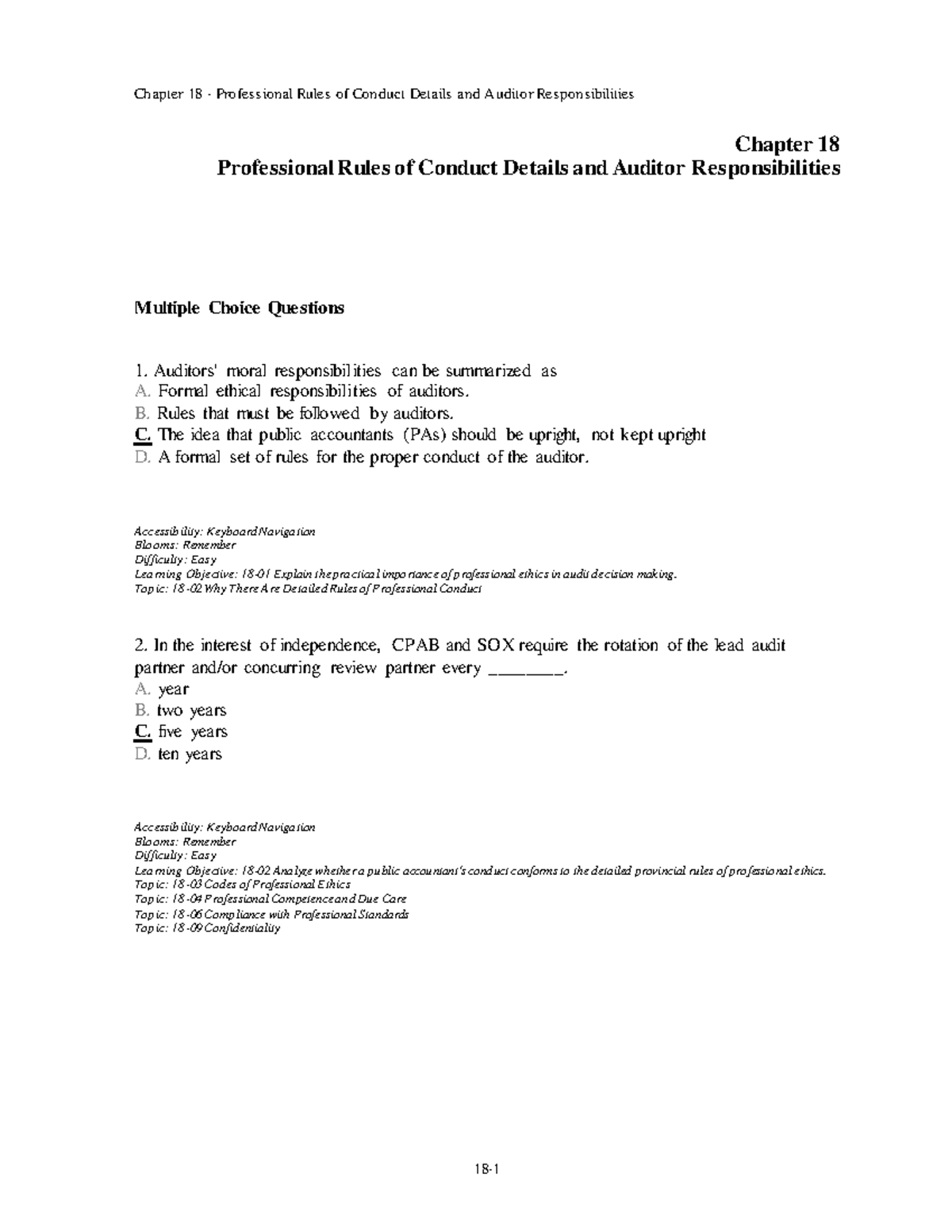 Chap018 - GOOD PRACTICE - Chapter 18 Professional Rules Of Conduct ...