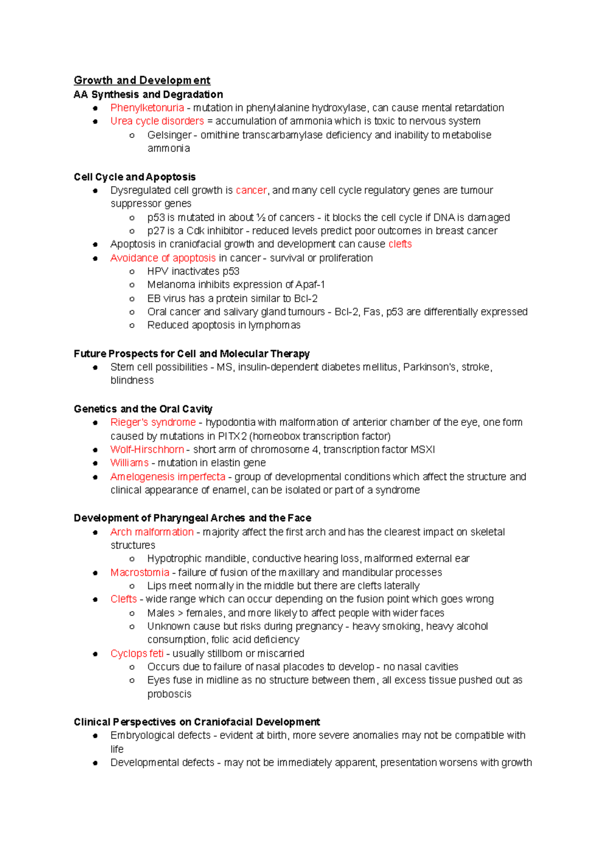 DEN203 Diseases - Growth and Development AA Synthesis and Degradation ...