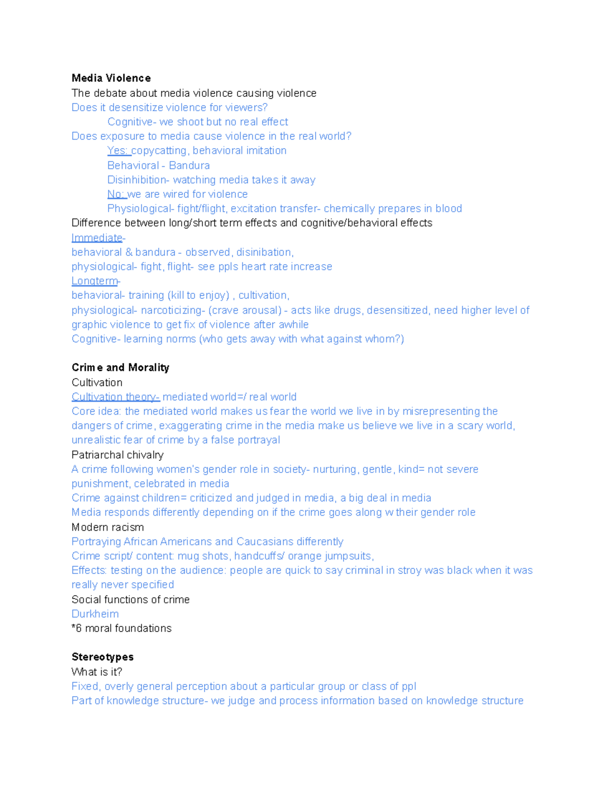 Media psych final review - Media Violence The debate about media ...