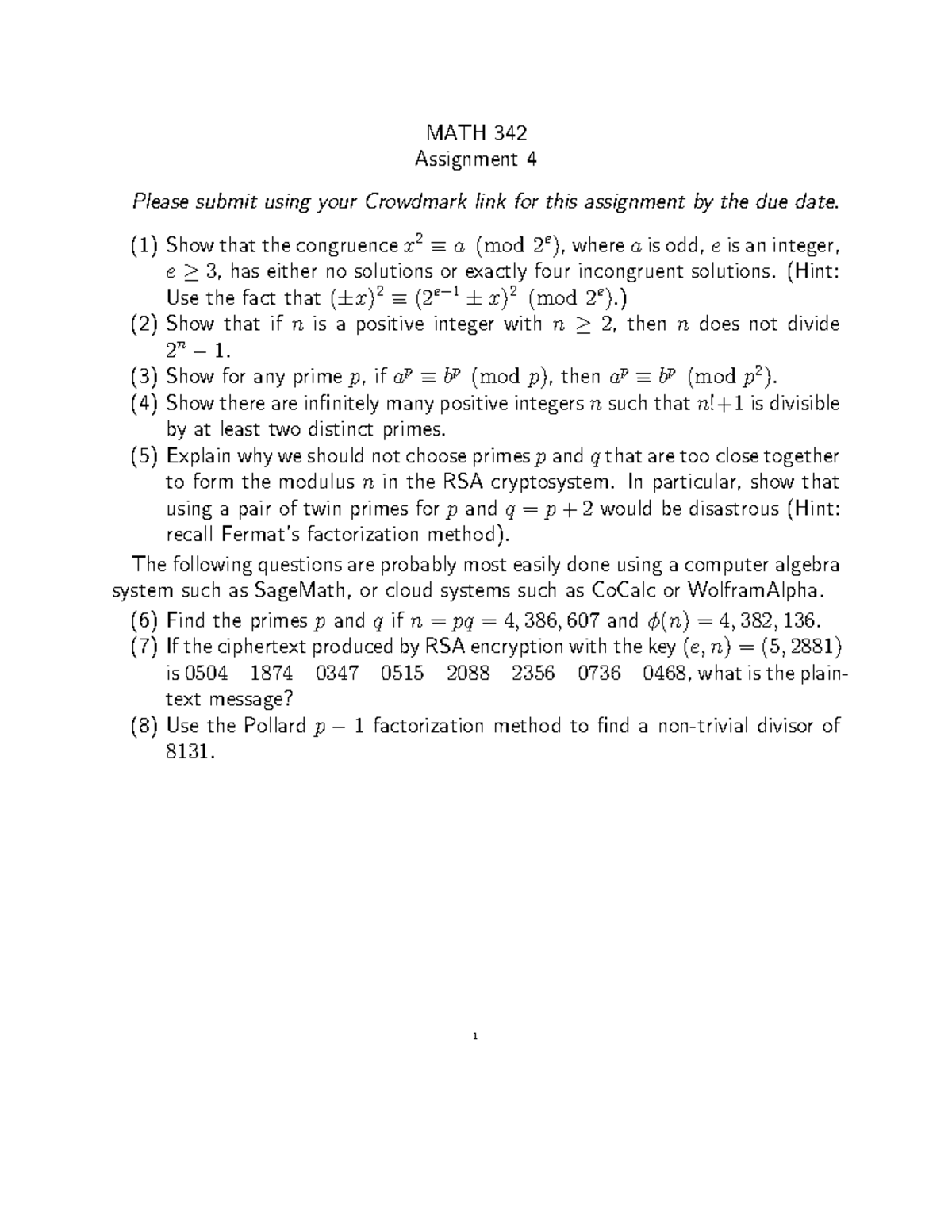 Assig 4 - bioebviebss - MATH 342 Assignment 4 Please submit using your ...
