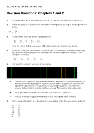 Chemistry Unit 1 exam Questions - Unit One Chemistry Exam Multiple ...